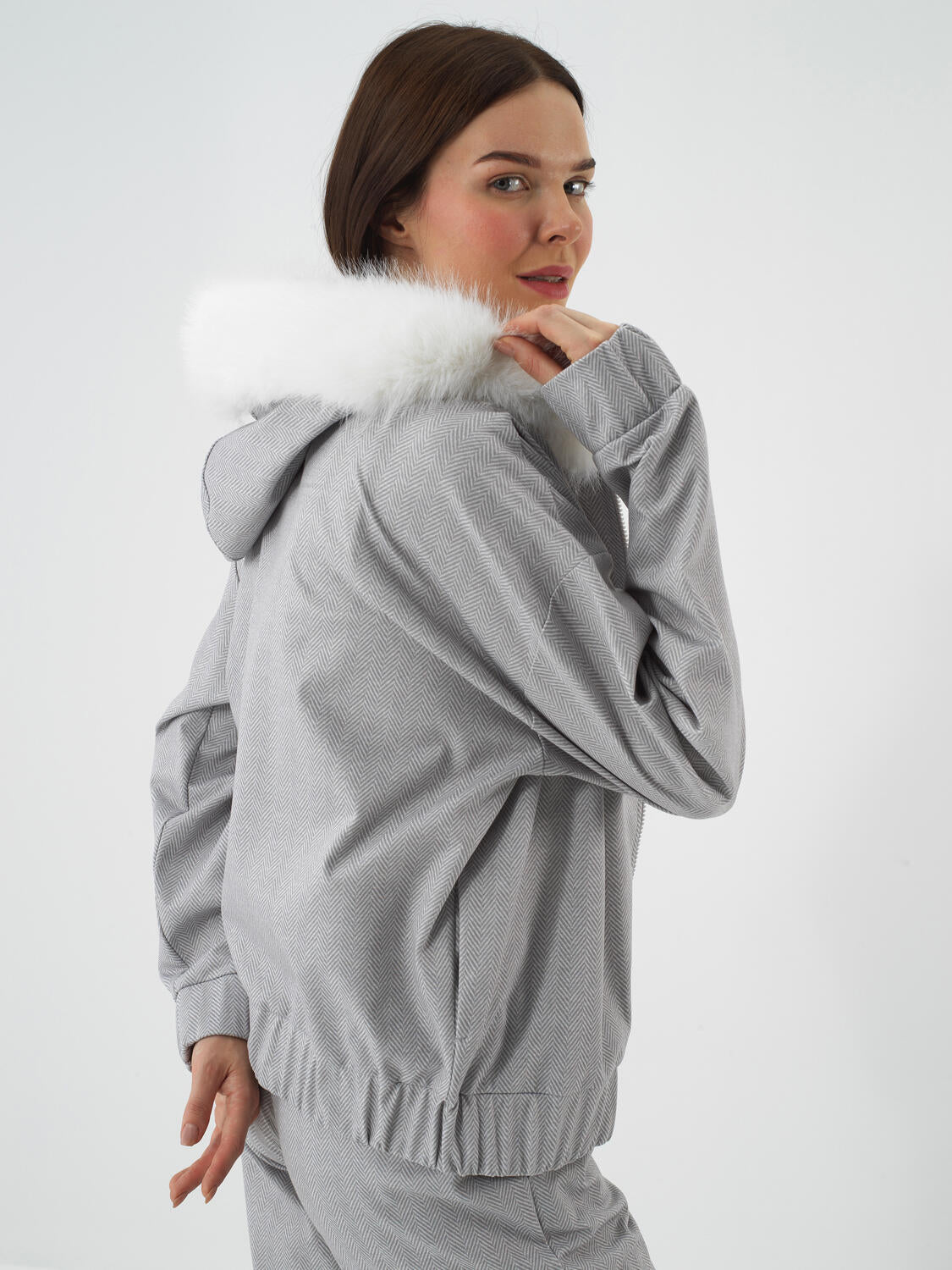 Xint Grey Cotton Textured Oversized Jacket