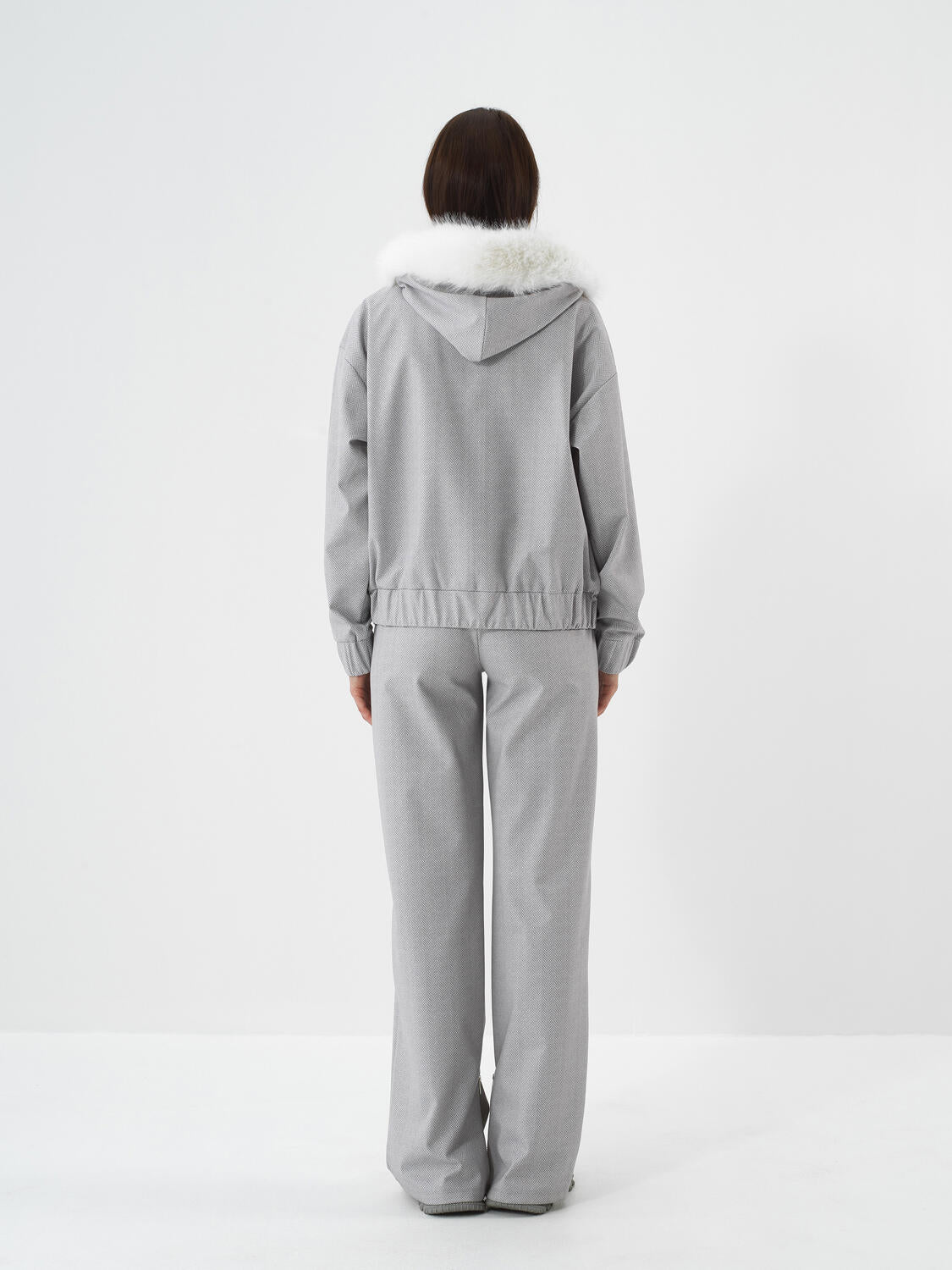 Xint Grey Cotton Textured Oversized Jacket
