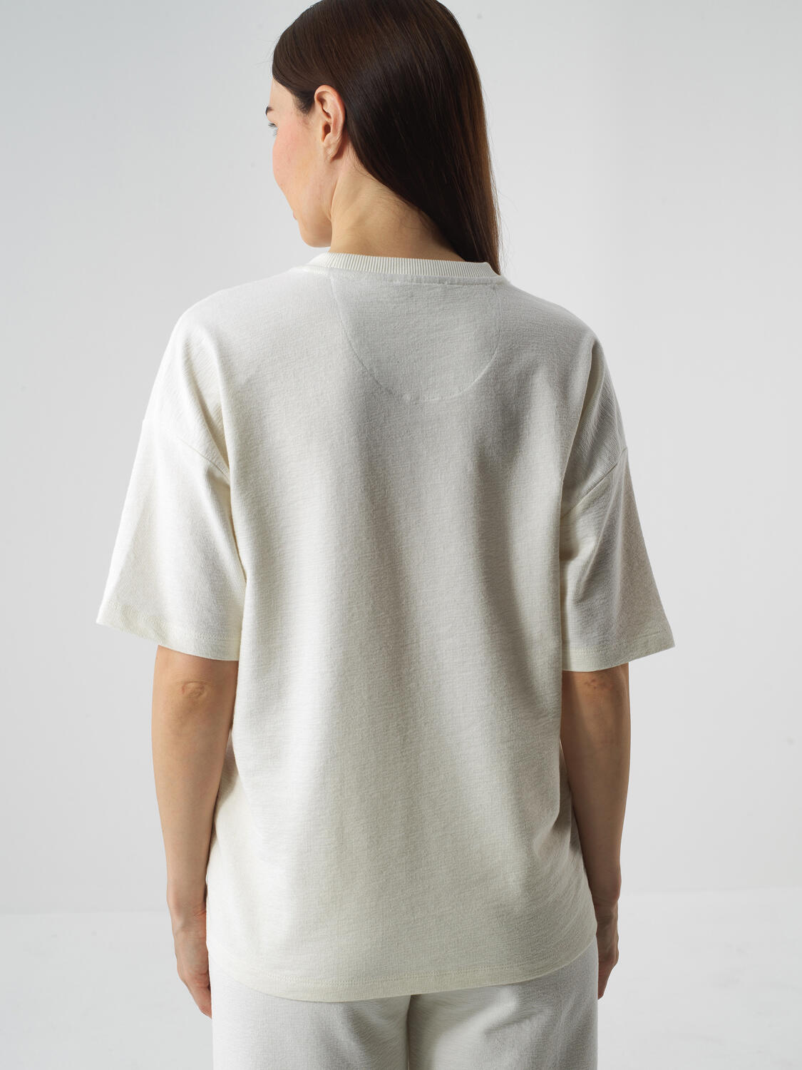 Xint Offwhite Cotton Textured Oversize T-shirt