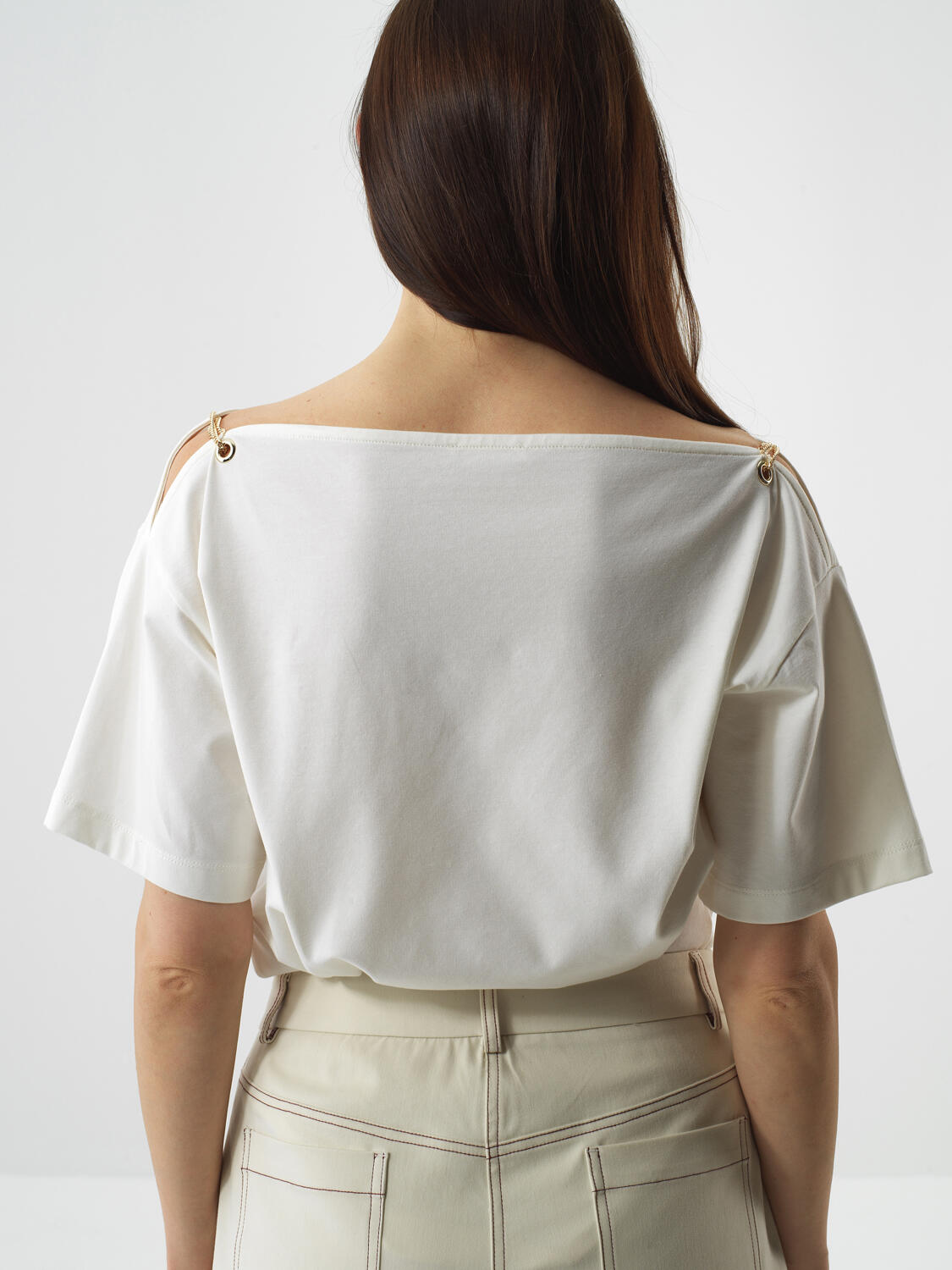 Xint Offwhite Cotton Textured Oversized T-shirt