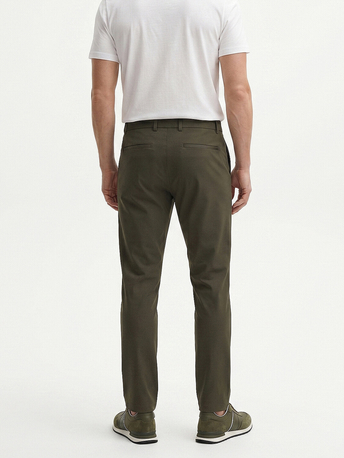 Xint Olive Cotton Textured Slim Fit Pant
