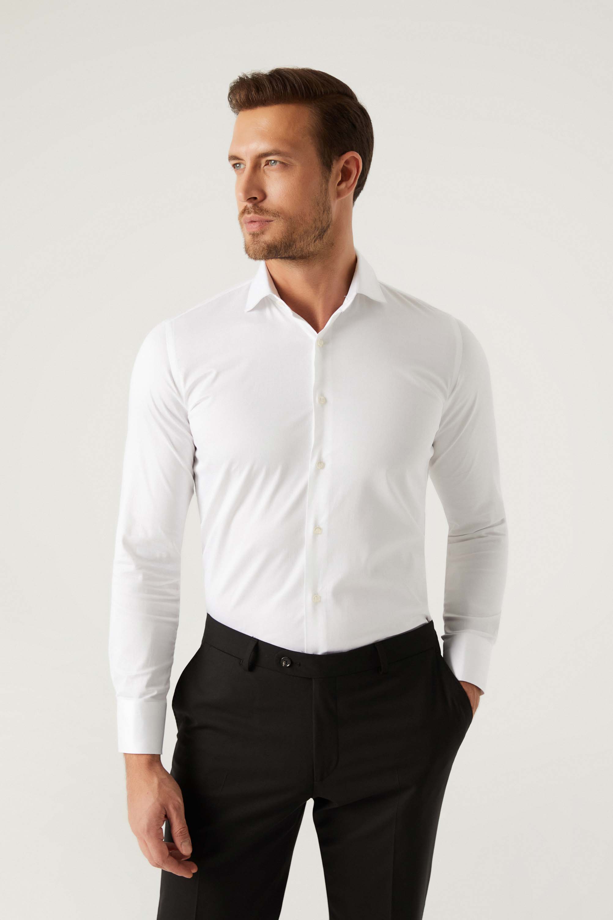 D's Damat White Classic Slim Fit Shirt