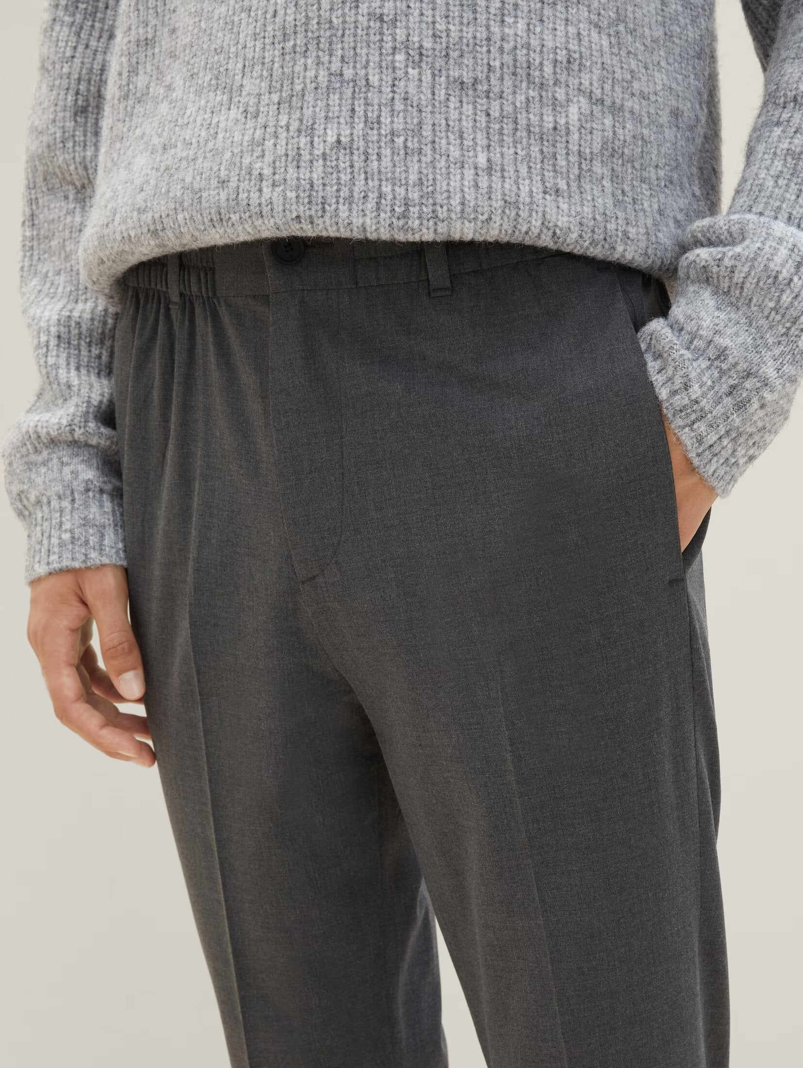 Tom Tailor Relaxed Tapered Mid Grey Melange Chinos