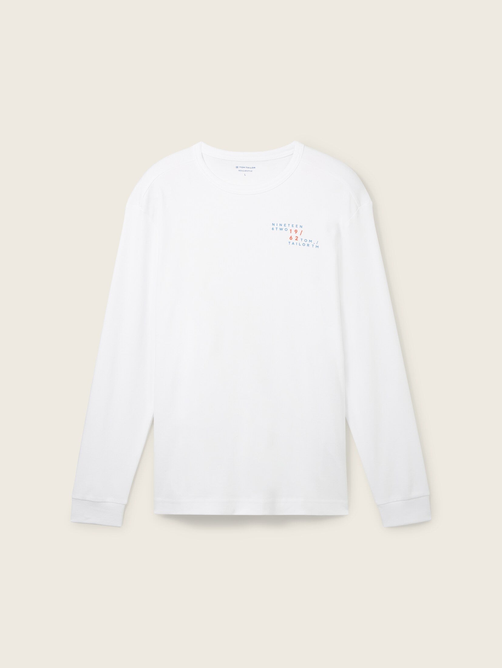 Tom Tailor White Basic Long-sleeved T-shirt With A Print