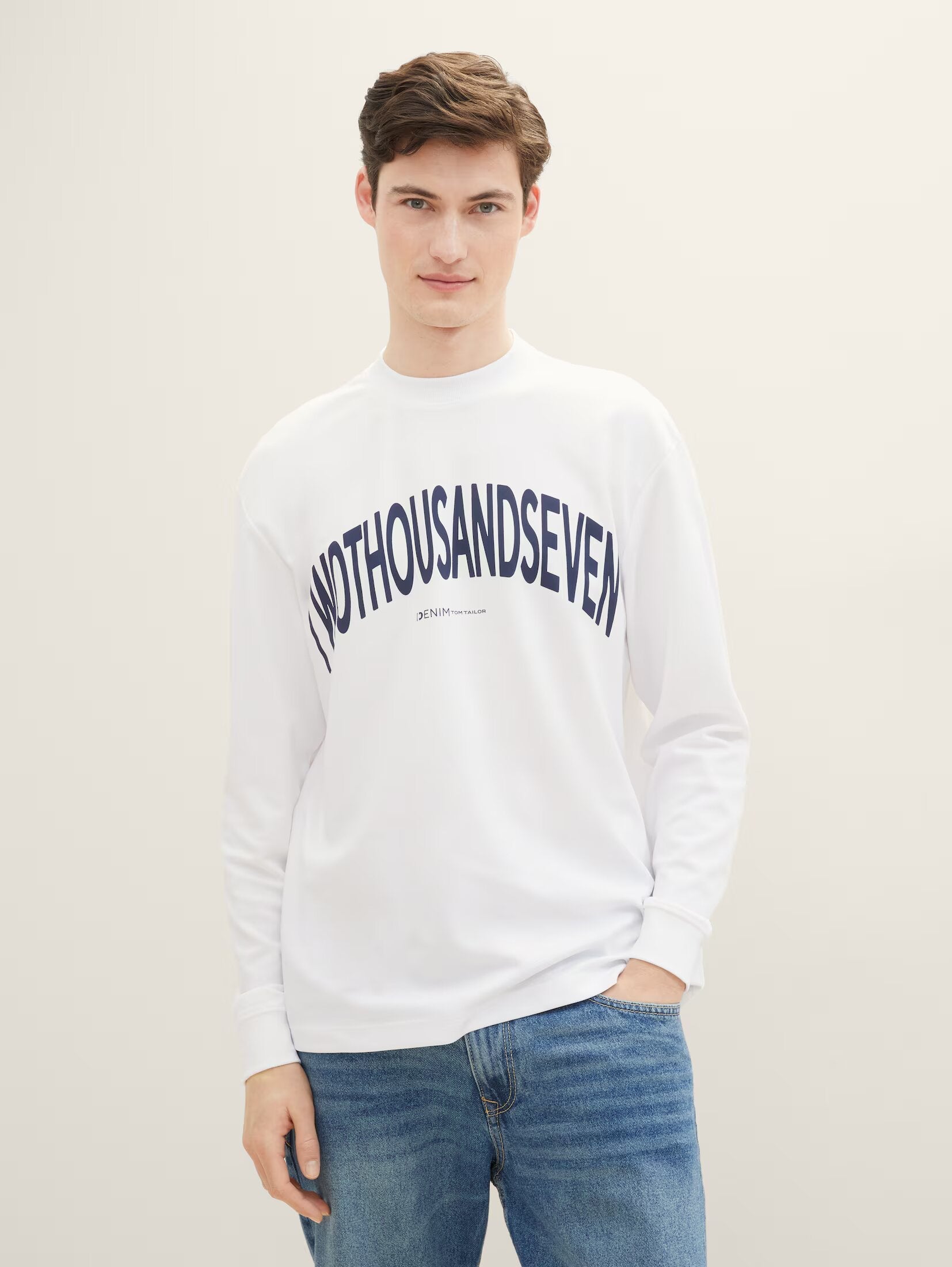 Tom Tailor White Sweatshirt With a Text Print