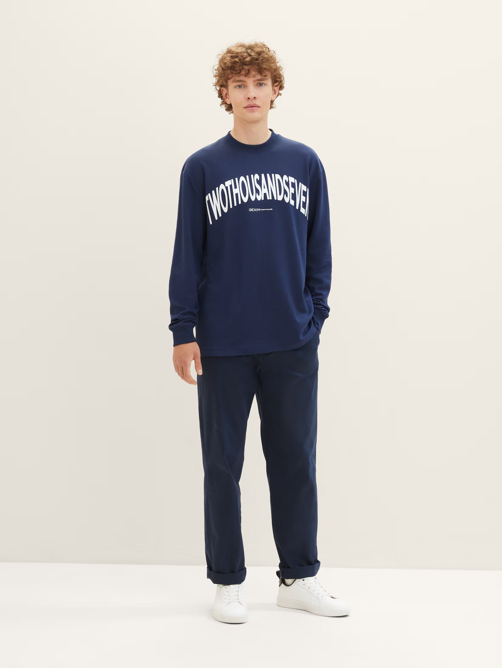 Tom Tailor Dark Blueberry Sweatshirt With a Text Print