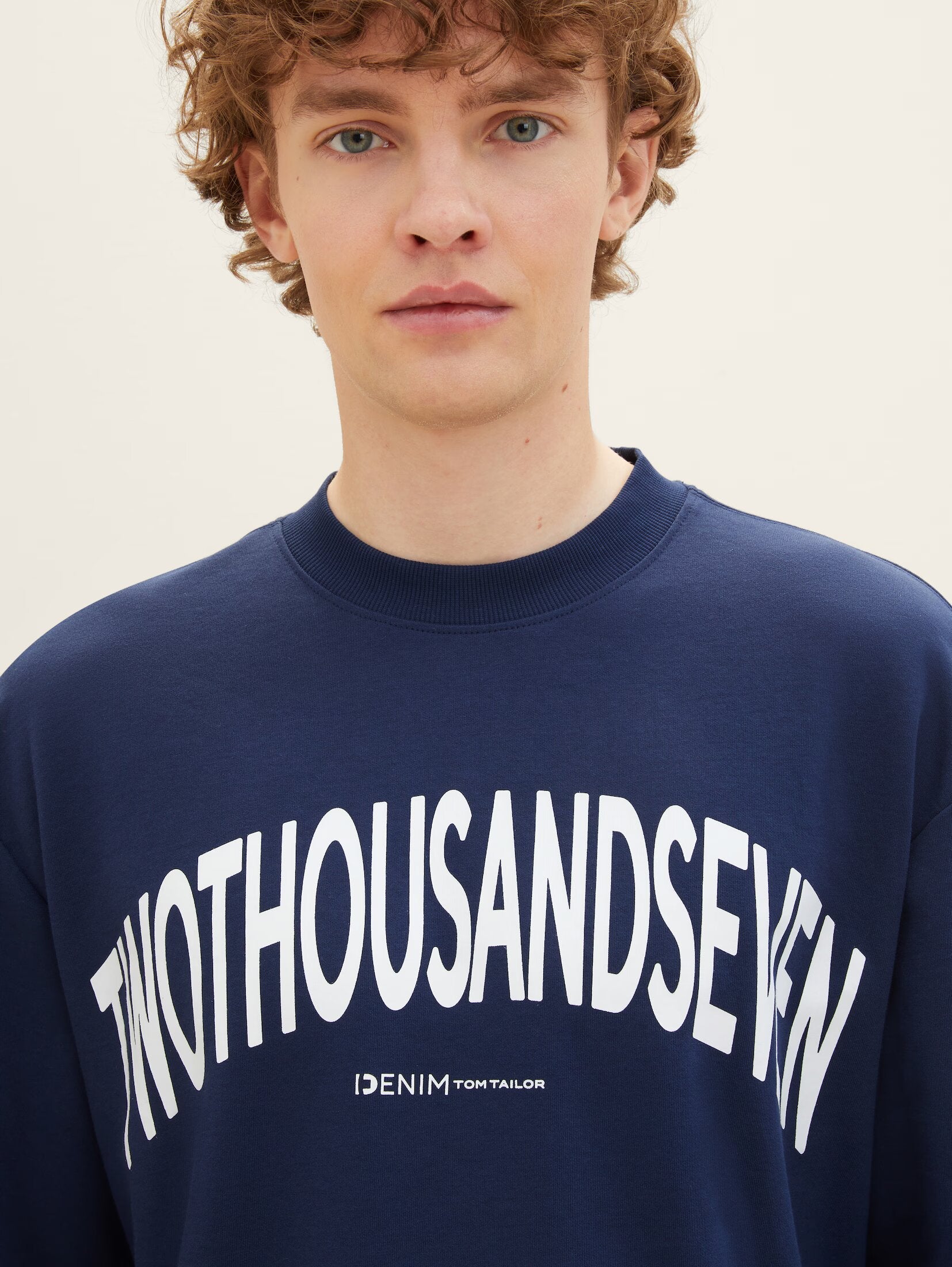 Tom Tailor Dark Blueberry Sweatshirt With a Text Print