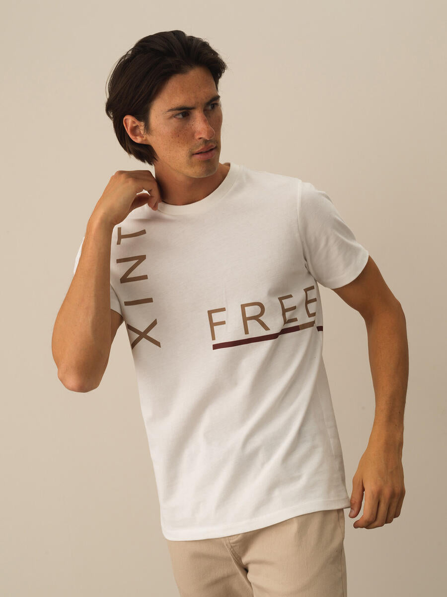 Men Casual Xint Logo Printed White T-Shirt