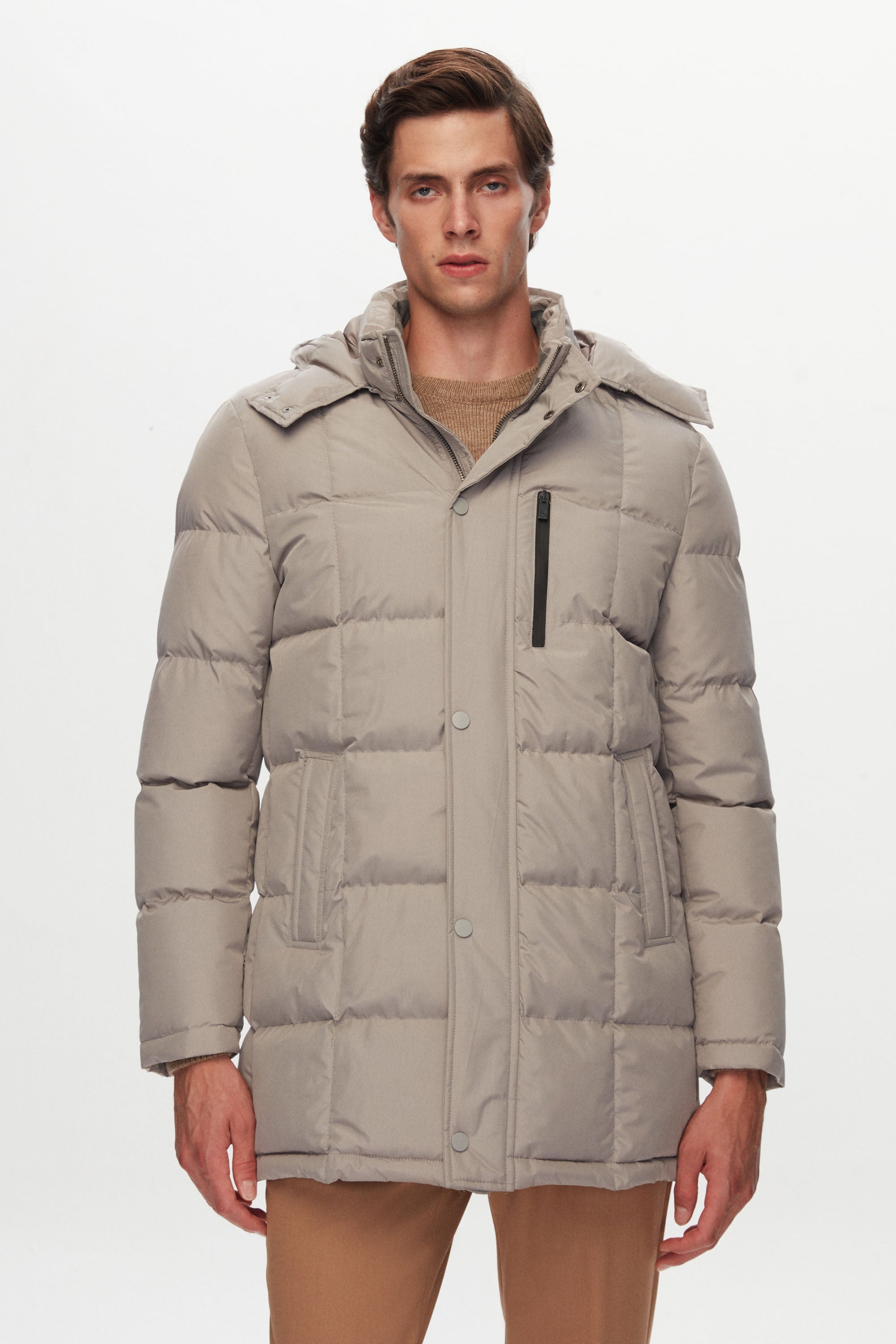 D's Damat Stone Classy Puffer Jacket with Hoodie