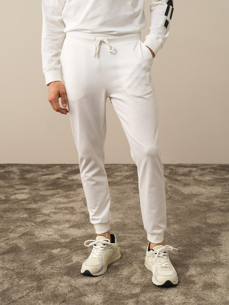 Men Patterned Design White Sweat Pants