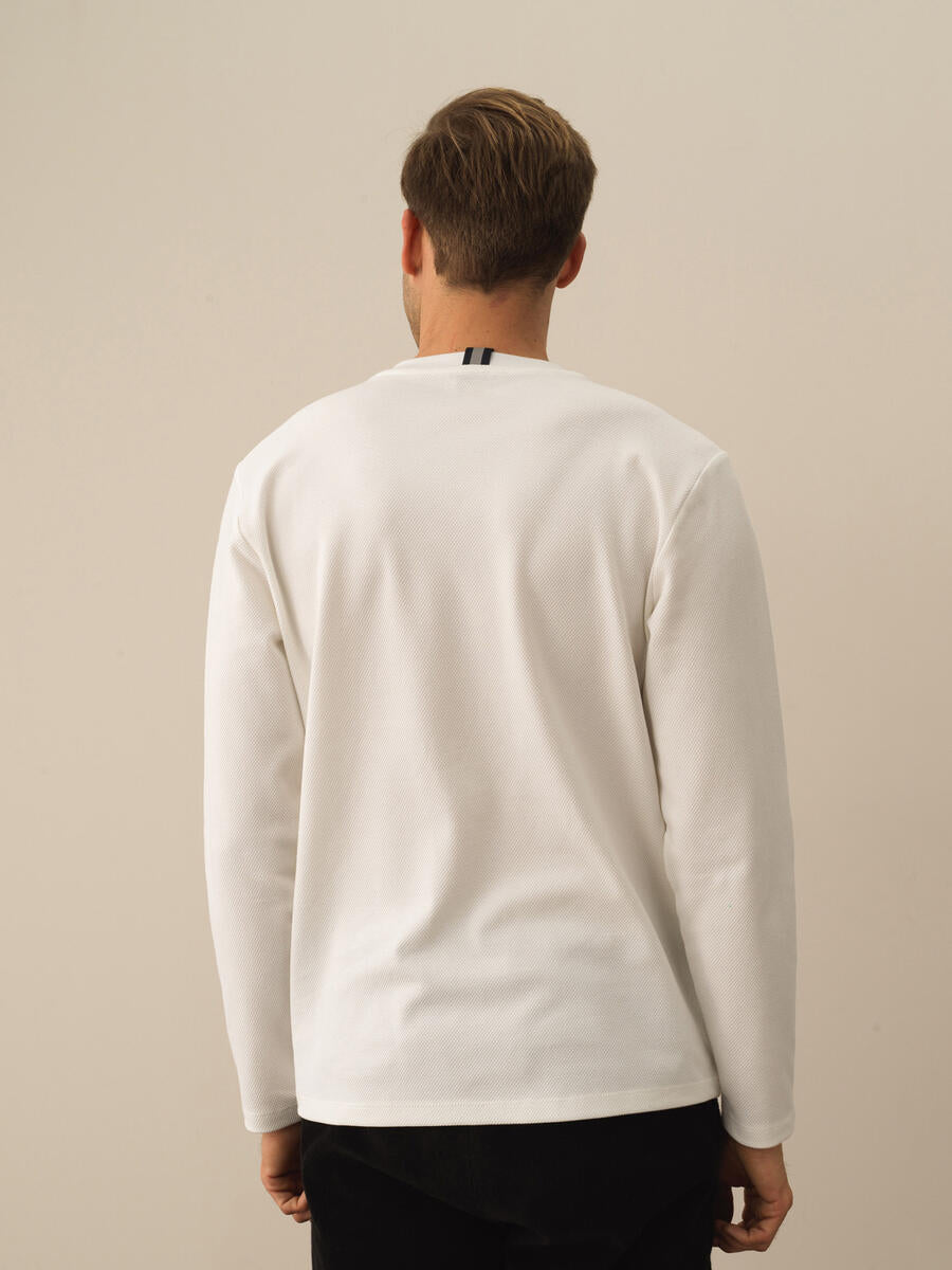Men Printed Text Designed White Pullover