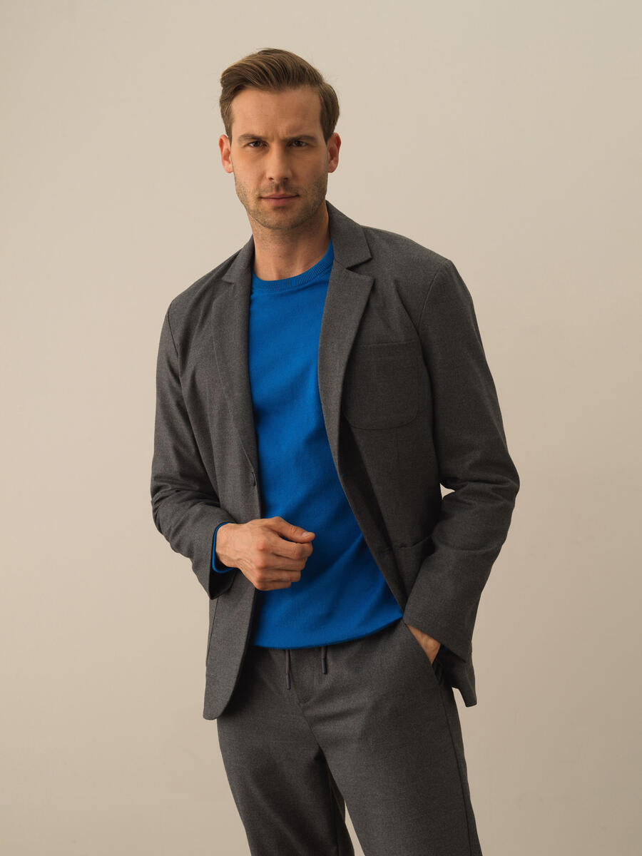 Men Regular Fit Dark Grey Classy Blazer