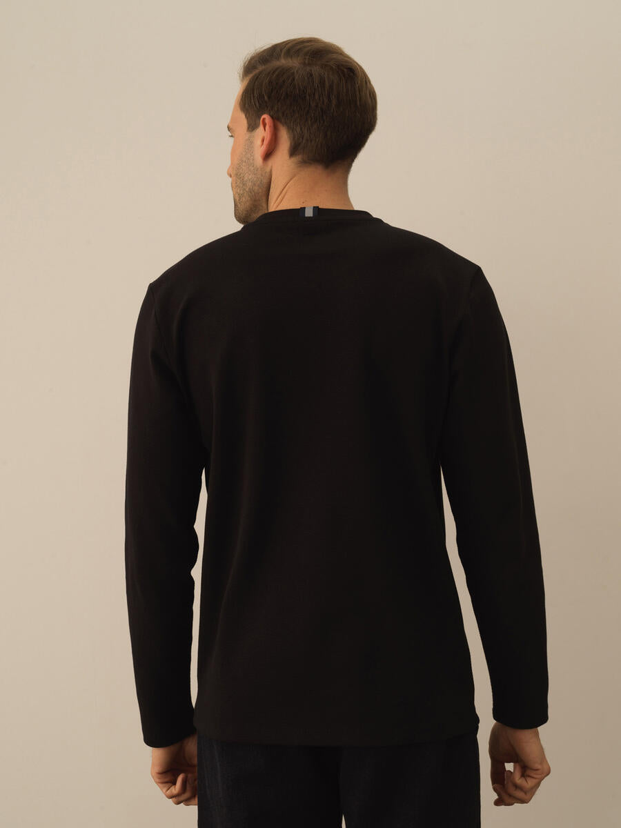 Men Printed Text Designed Black Pullover