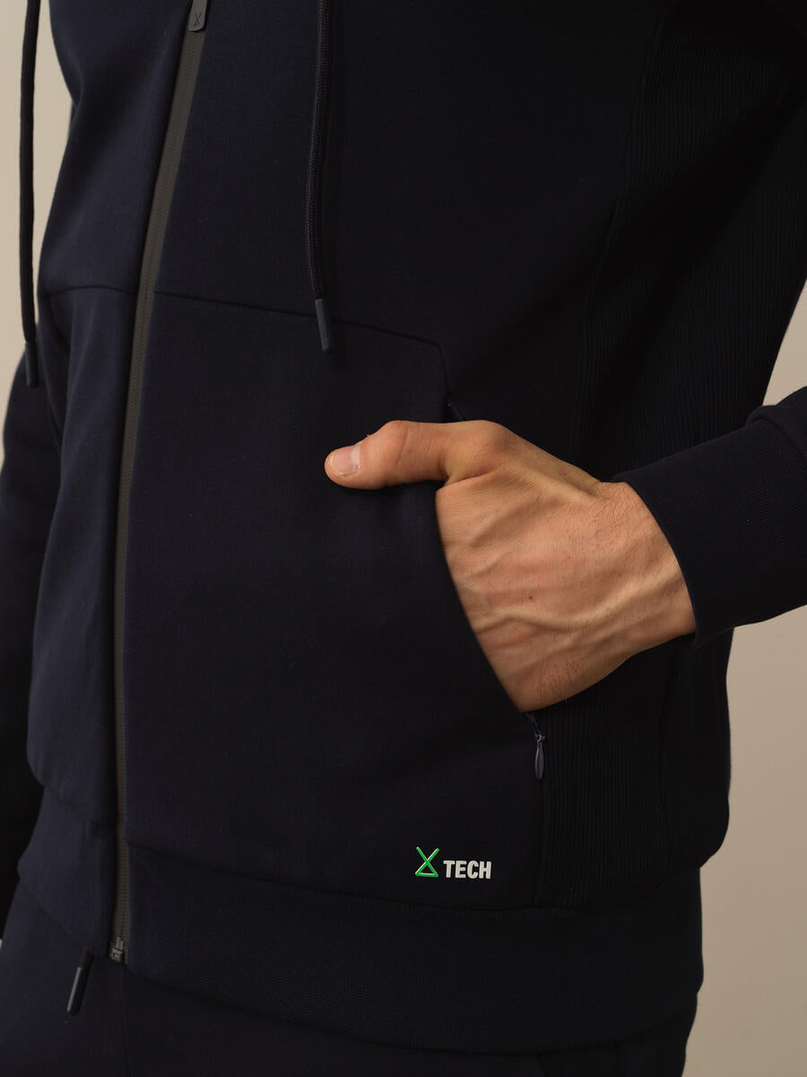 Men Regular Fit Zipped Navy Jacket