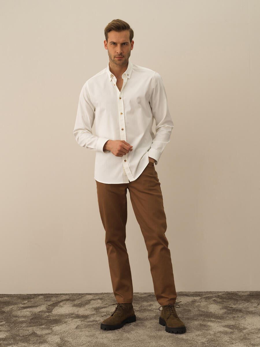 Men Regular Fit White Basic Shirt