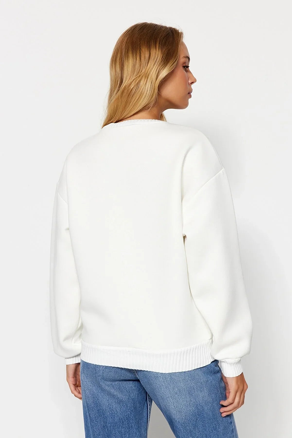 Trendyol Printed Design Off White Sweater