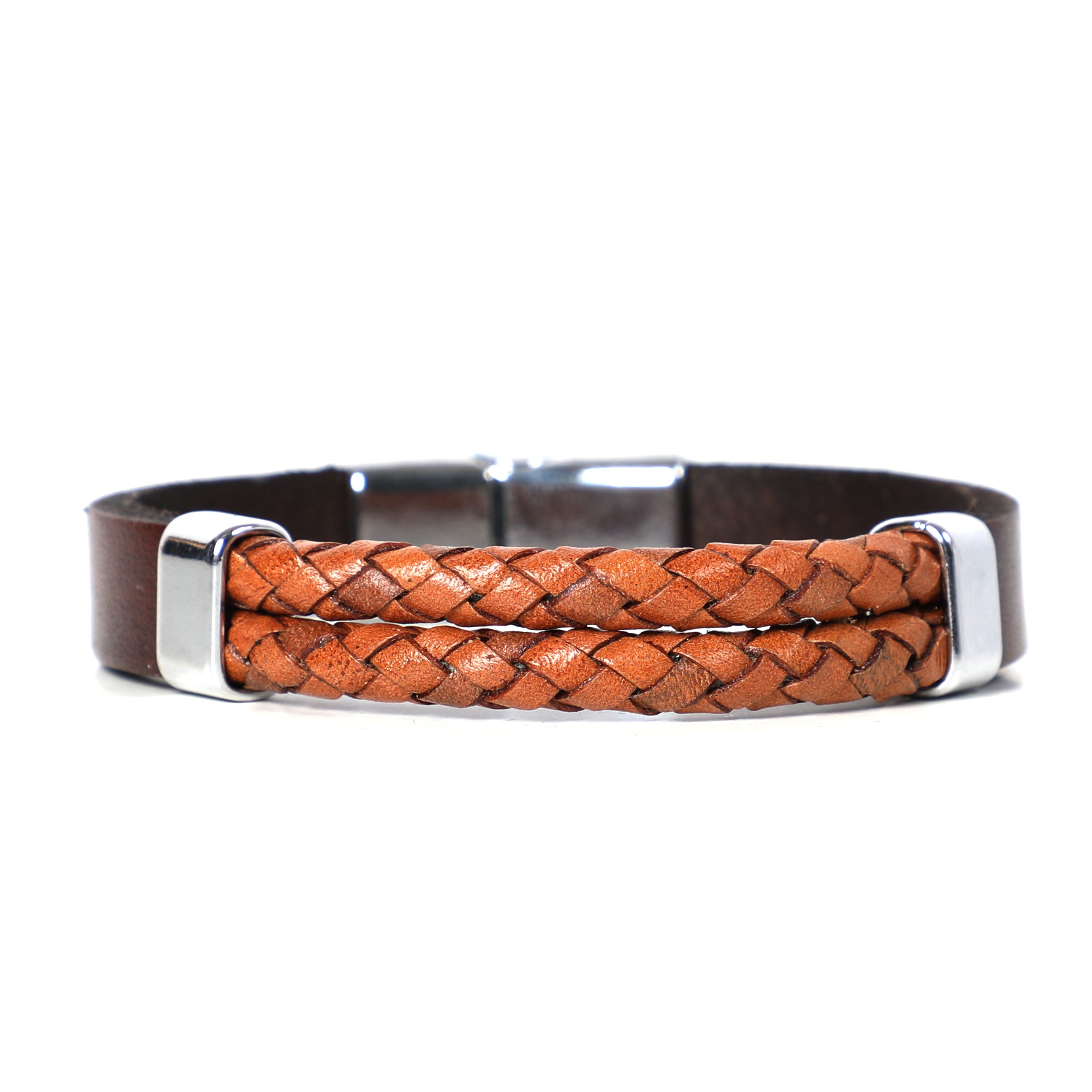 Men Brown Leather Designed Bracelet