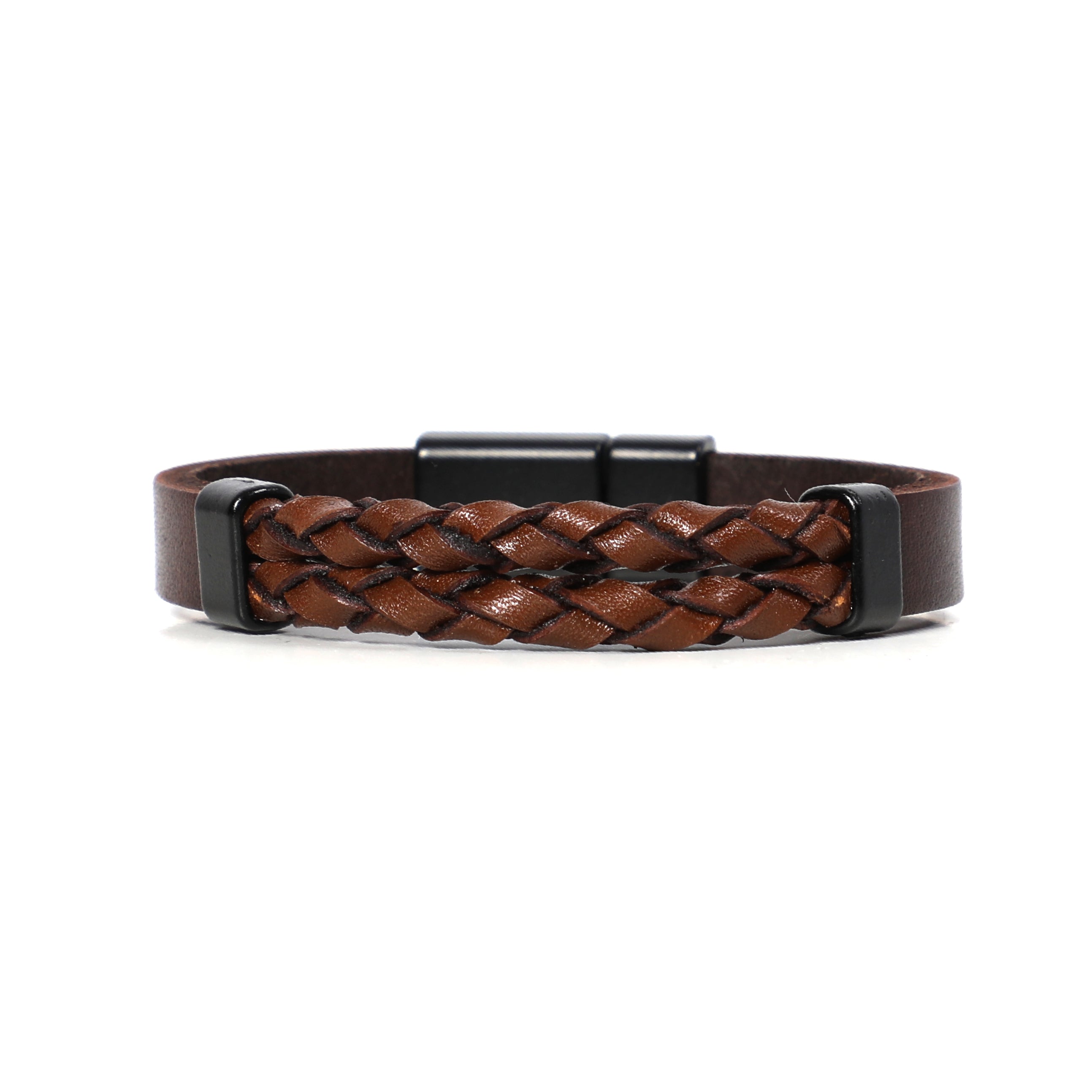 Men Brown Leather Classy Bracelet