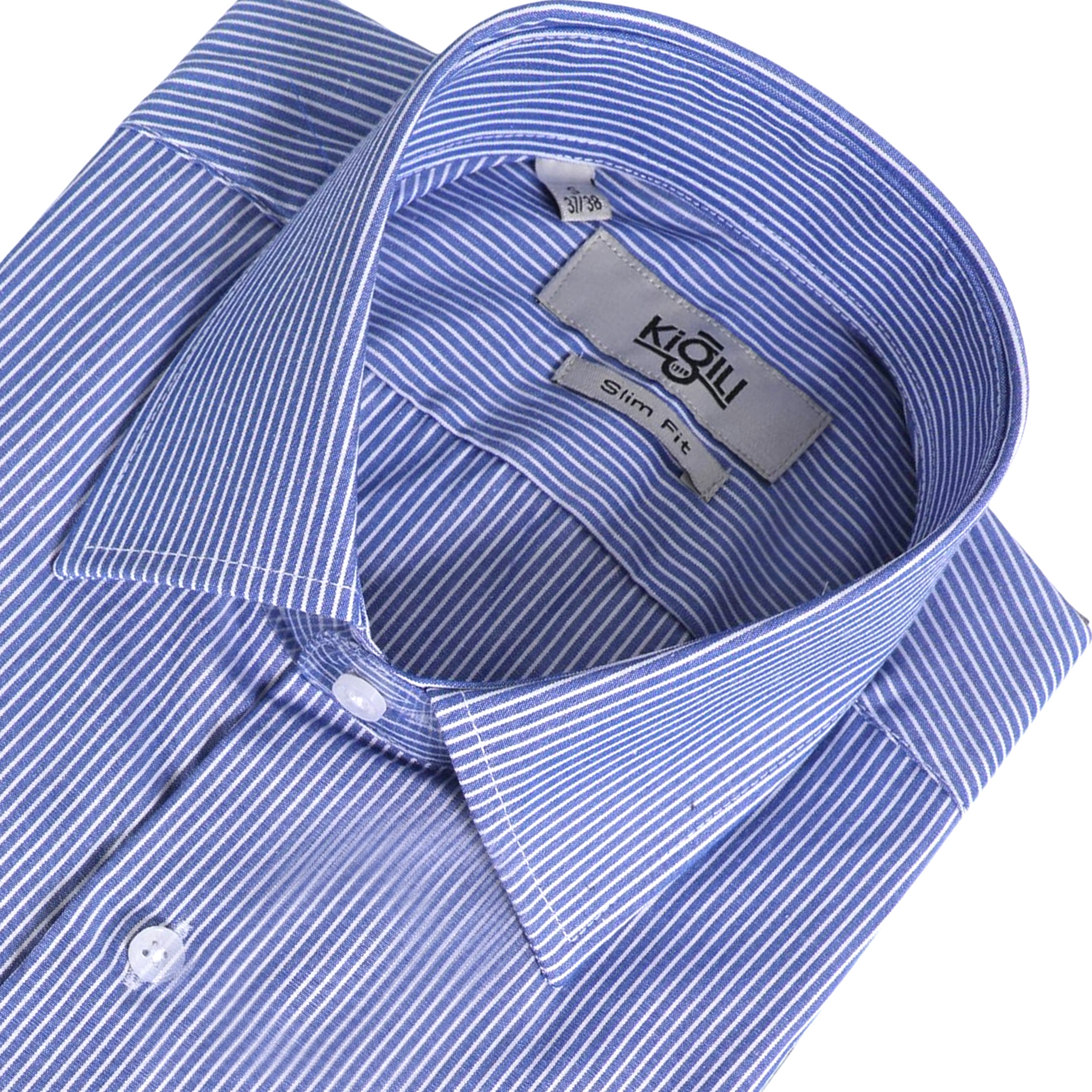 Men Dark Blue Classic Shirt With Striped Design