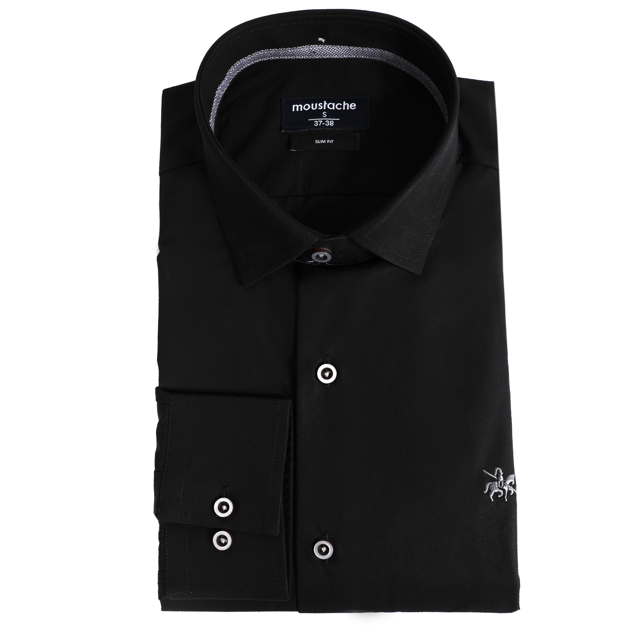 Men Slim-Fit Black Designed Casual Shirt