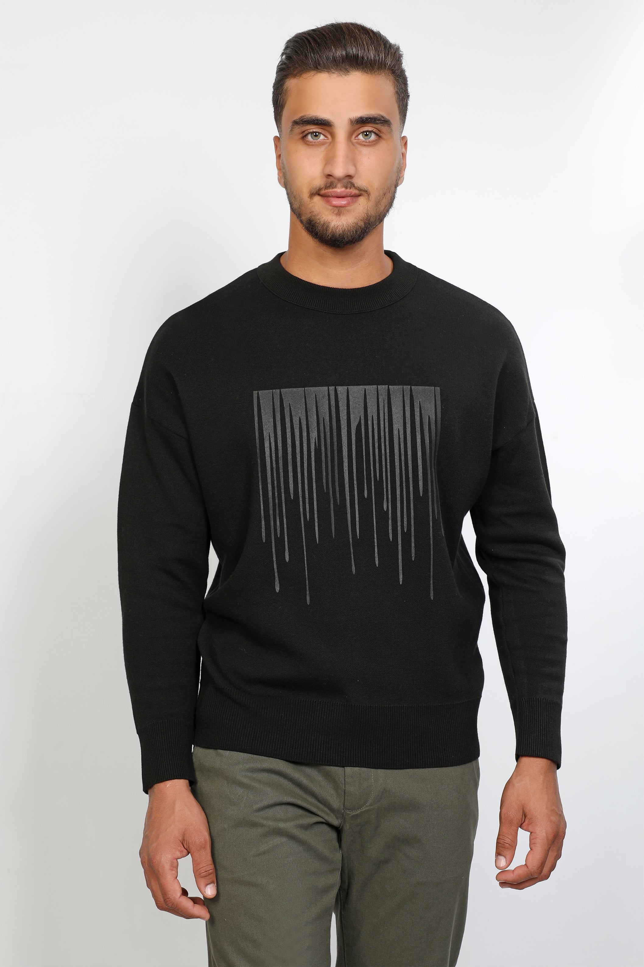 Men Printed Design Black sweater