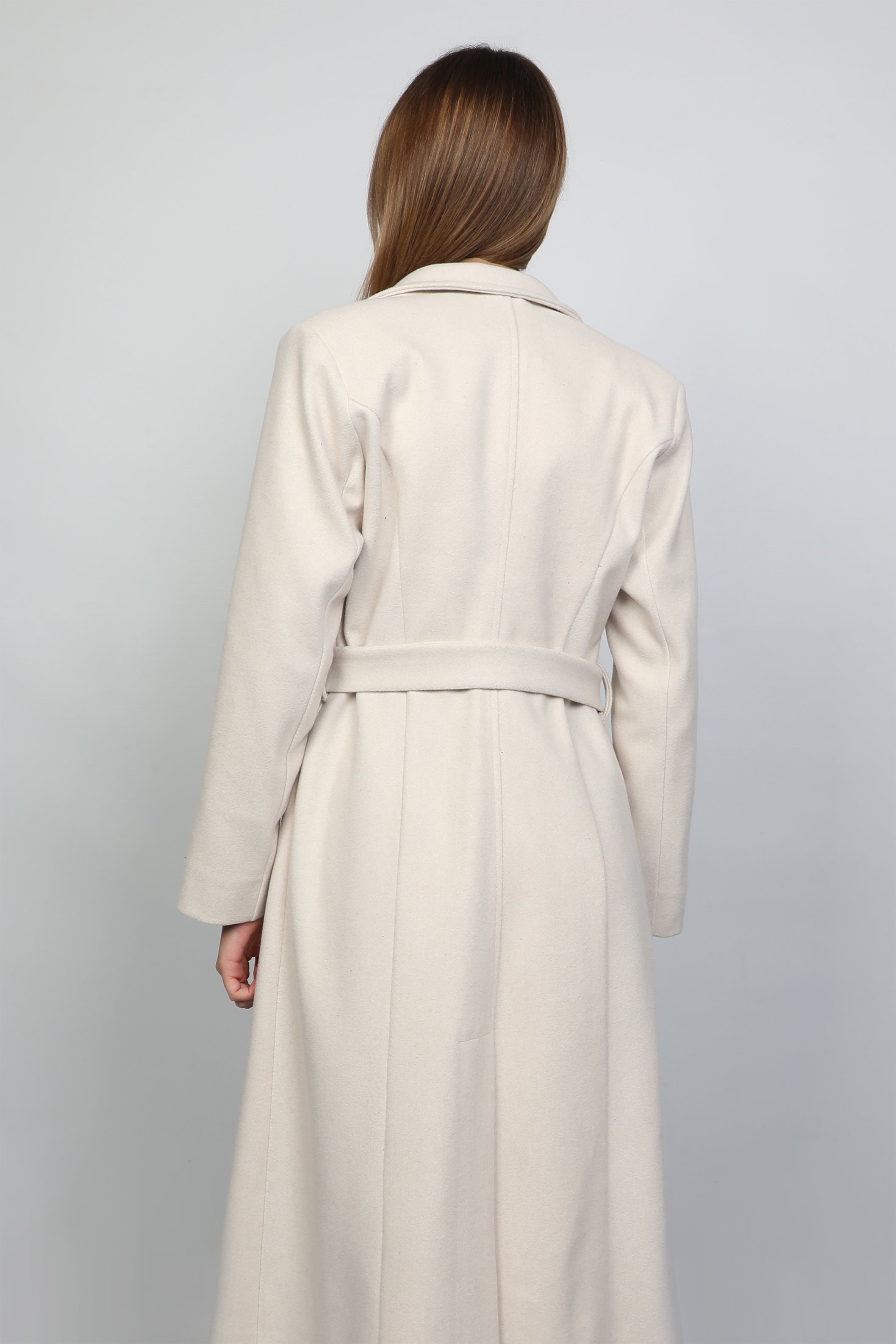 Women Belted Beige coat