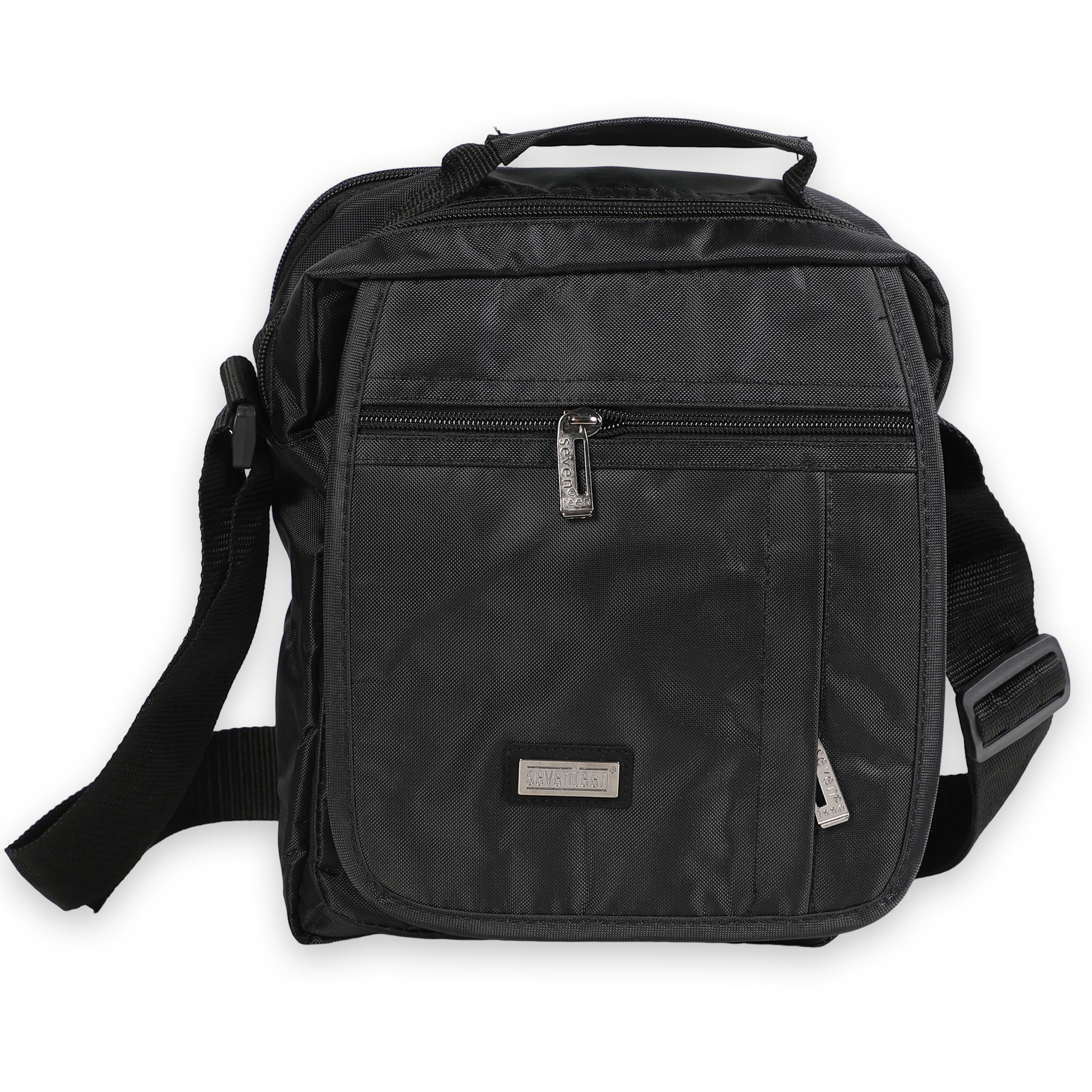 Men Black Designed Cross-Bag With Several Layers