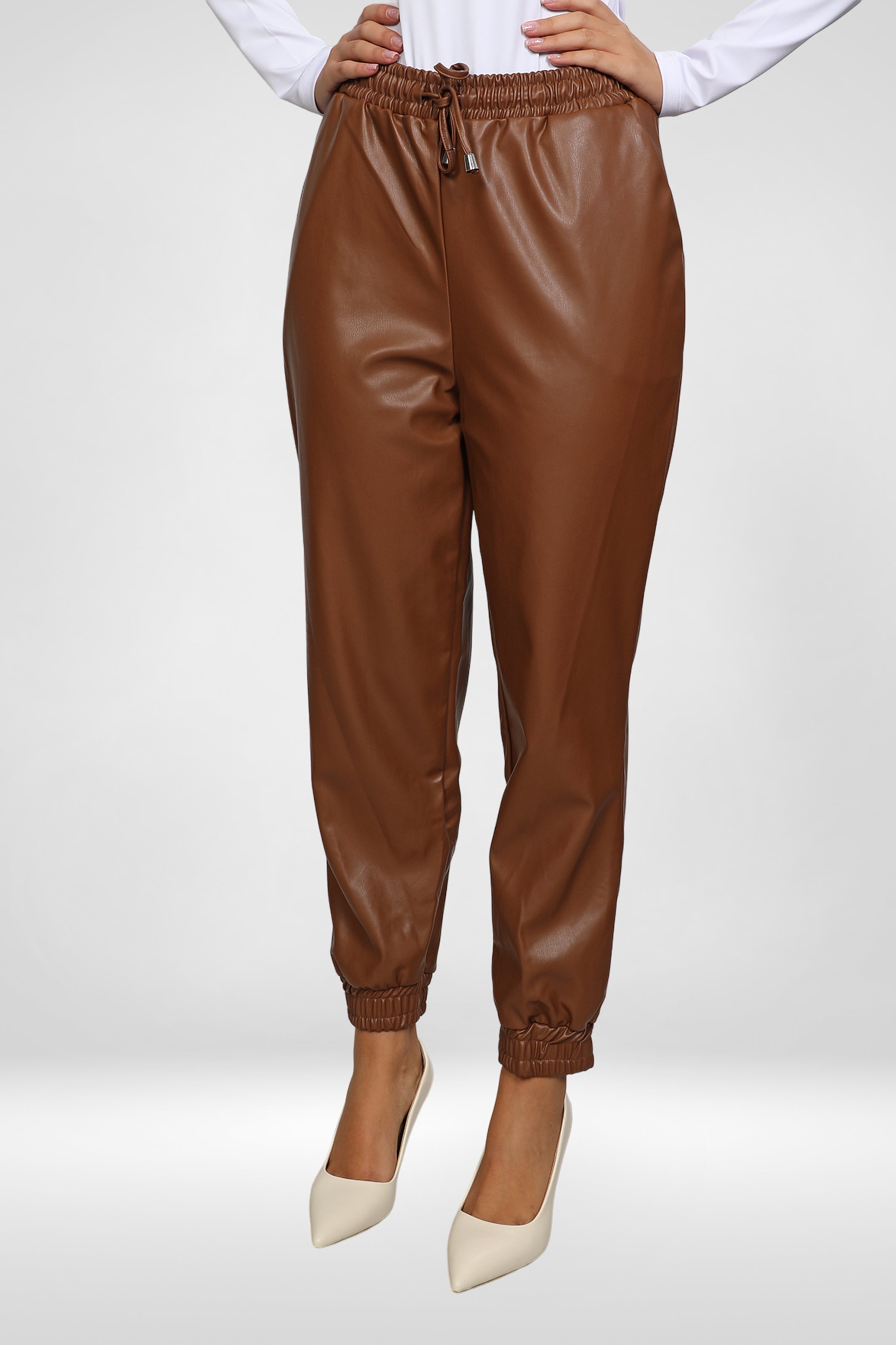 Women Brown Leather Pants
