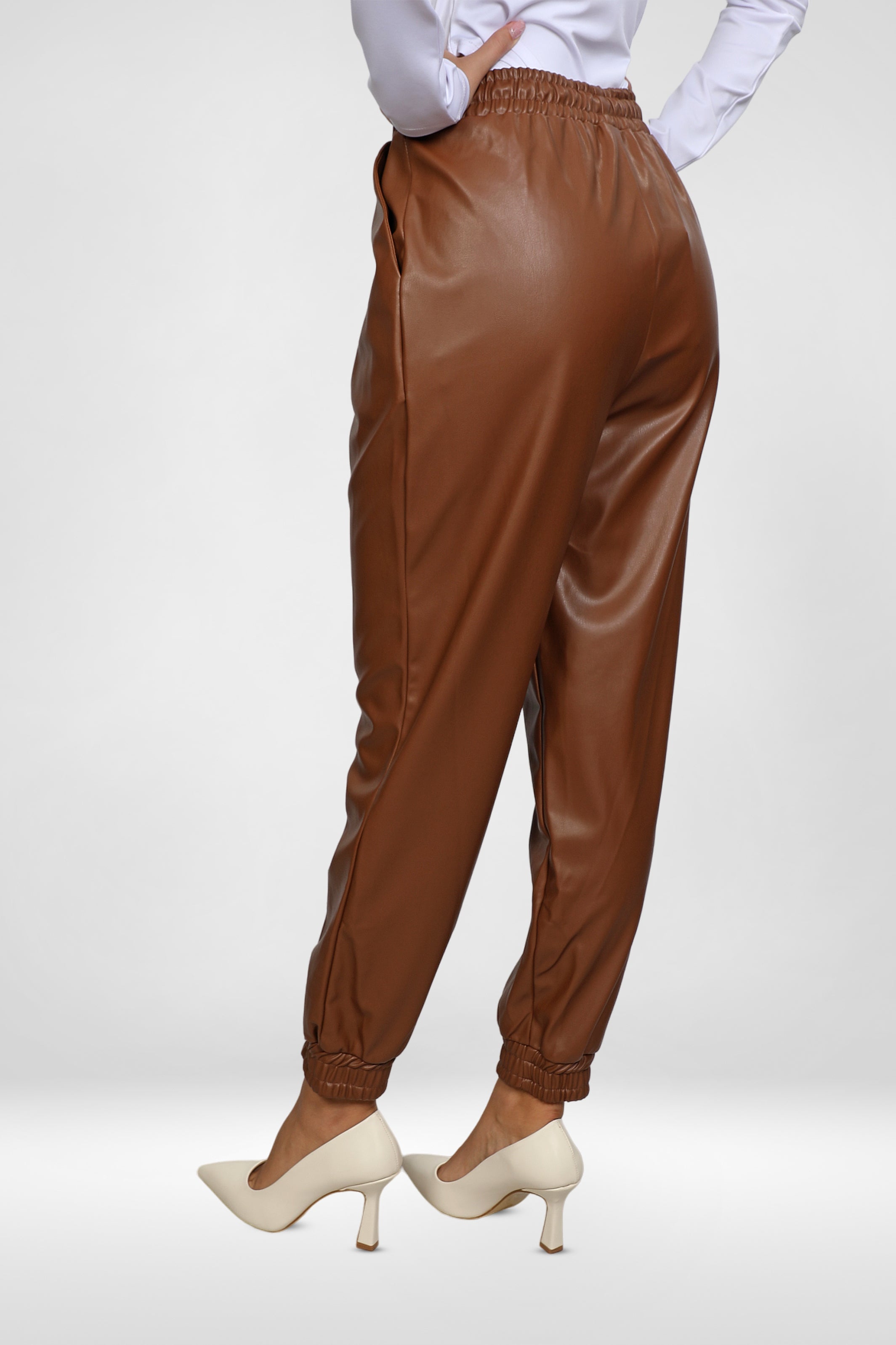 Women Brown Leather Pants