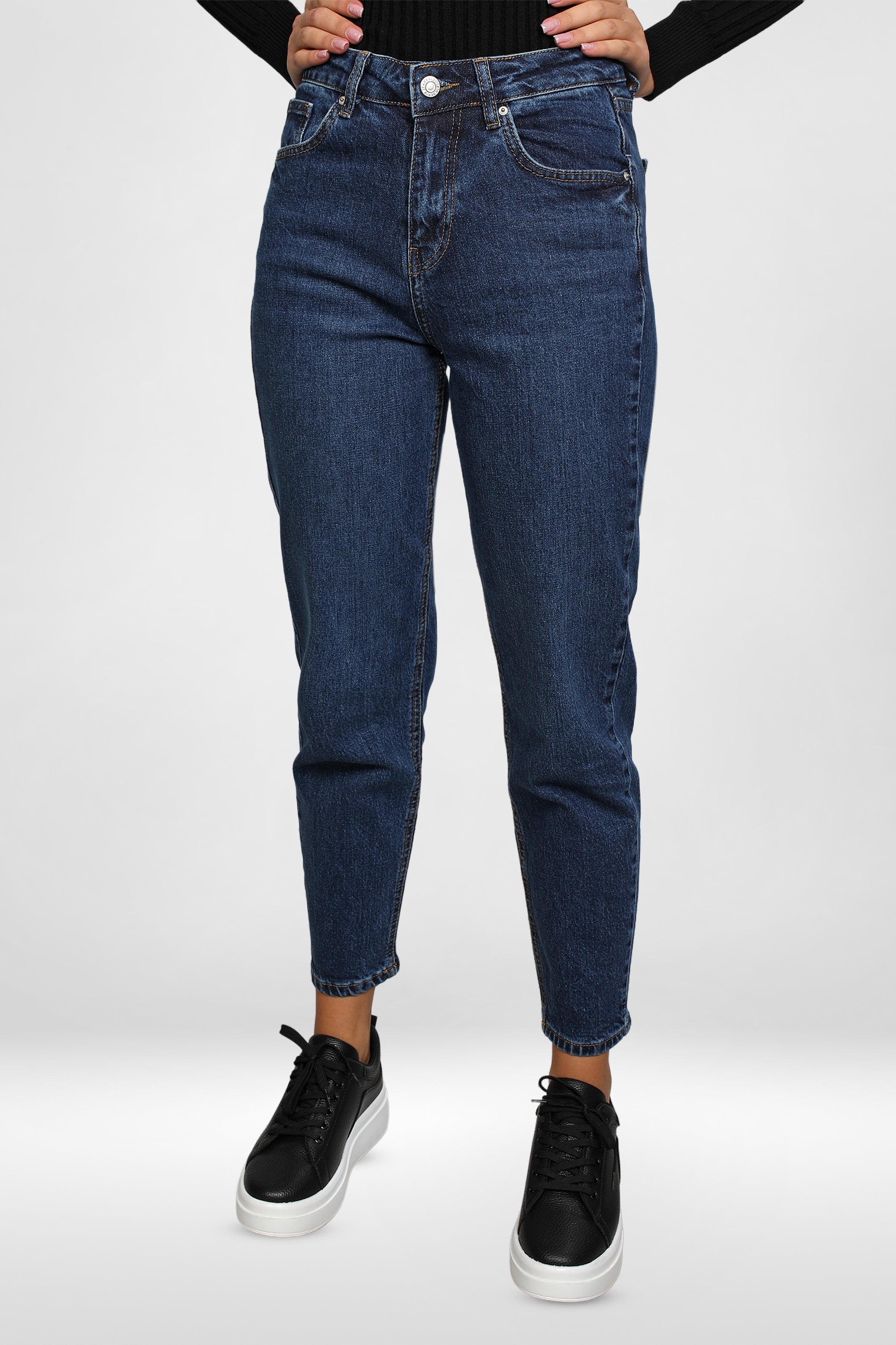 Women Mom-Fit Dark Blue Stylish Jeans