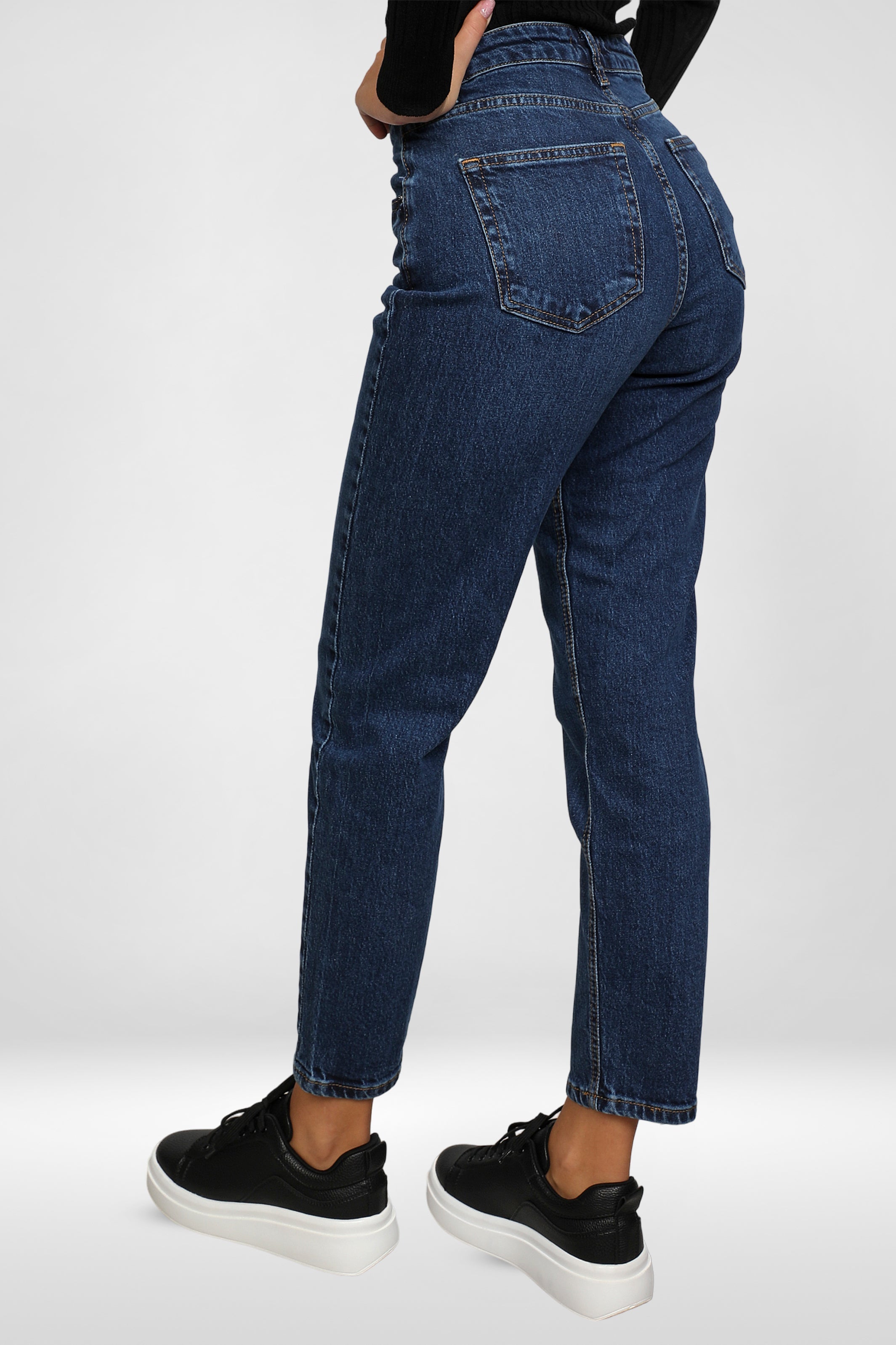 Women Mom-Fit Dark Blue Stylish Jeans