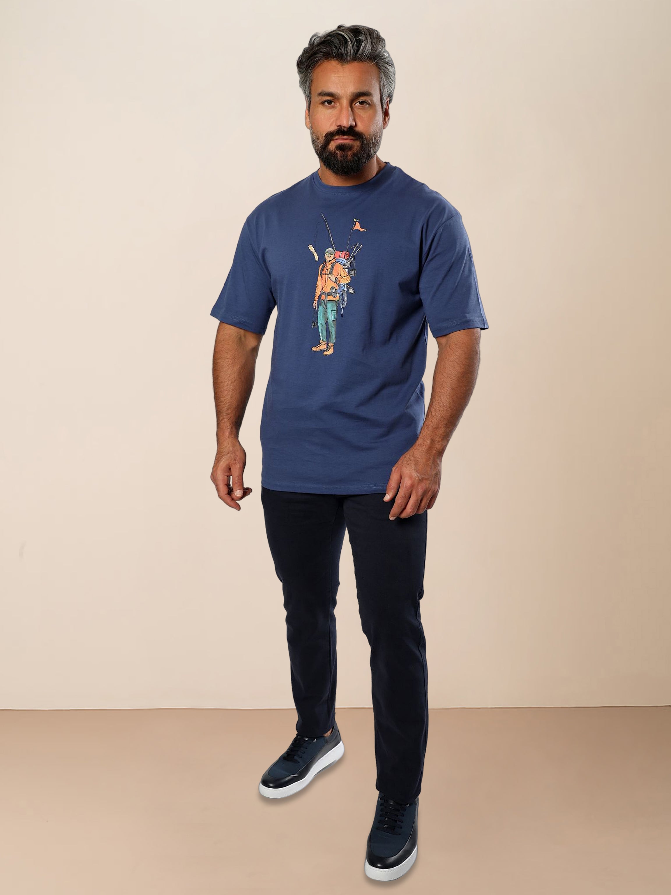 Men Oversized T-shirt With Printed Front Design