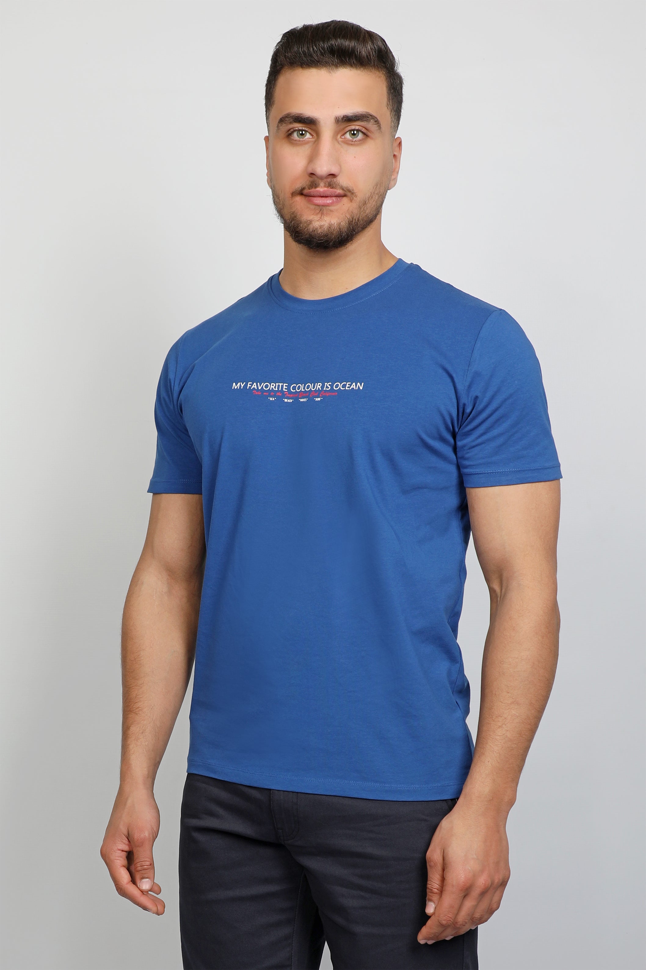 Blue T-shirt With Printed Front Logo