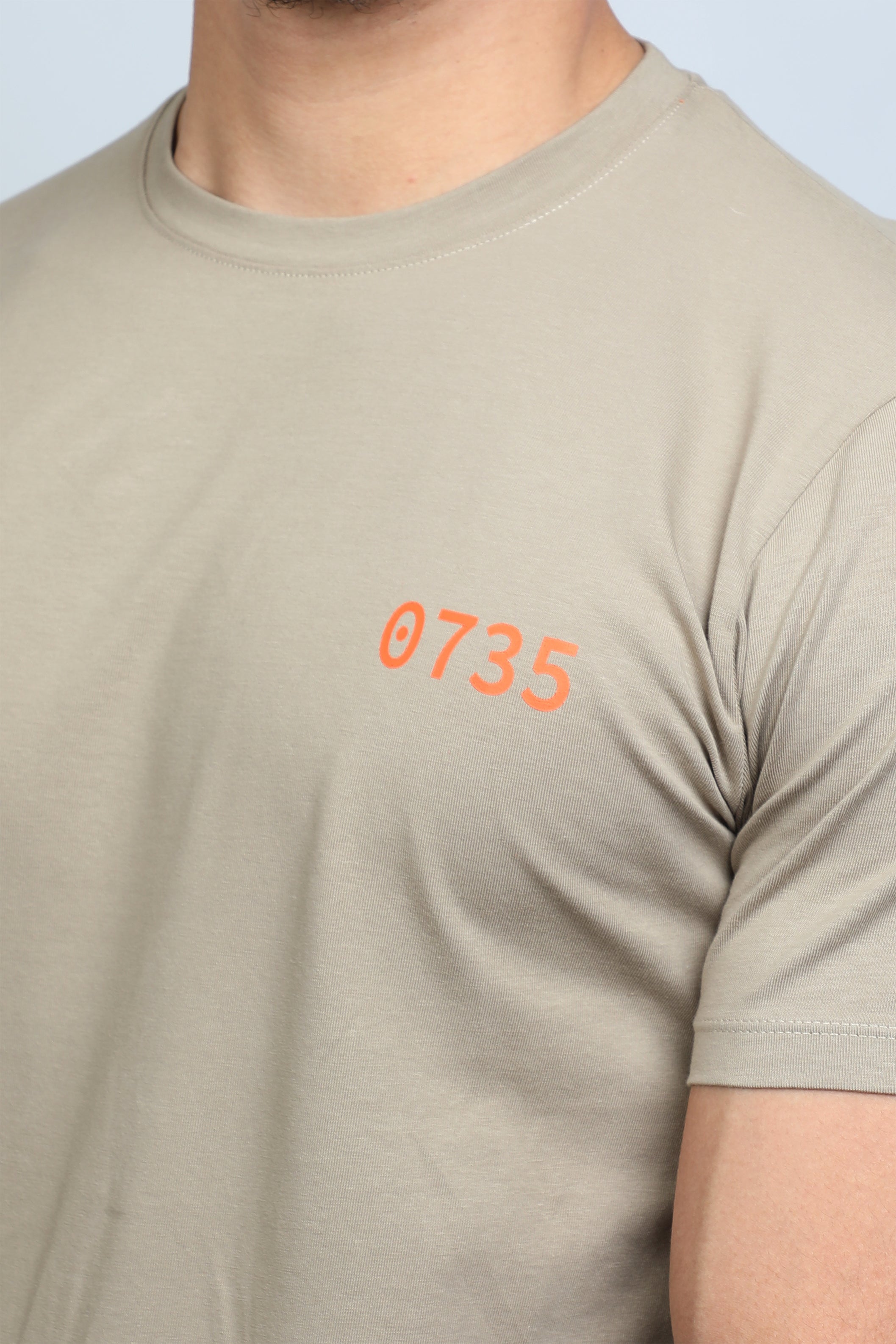 Light Khaki T-shirt With Number Front Design And Back Logo