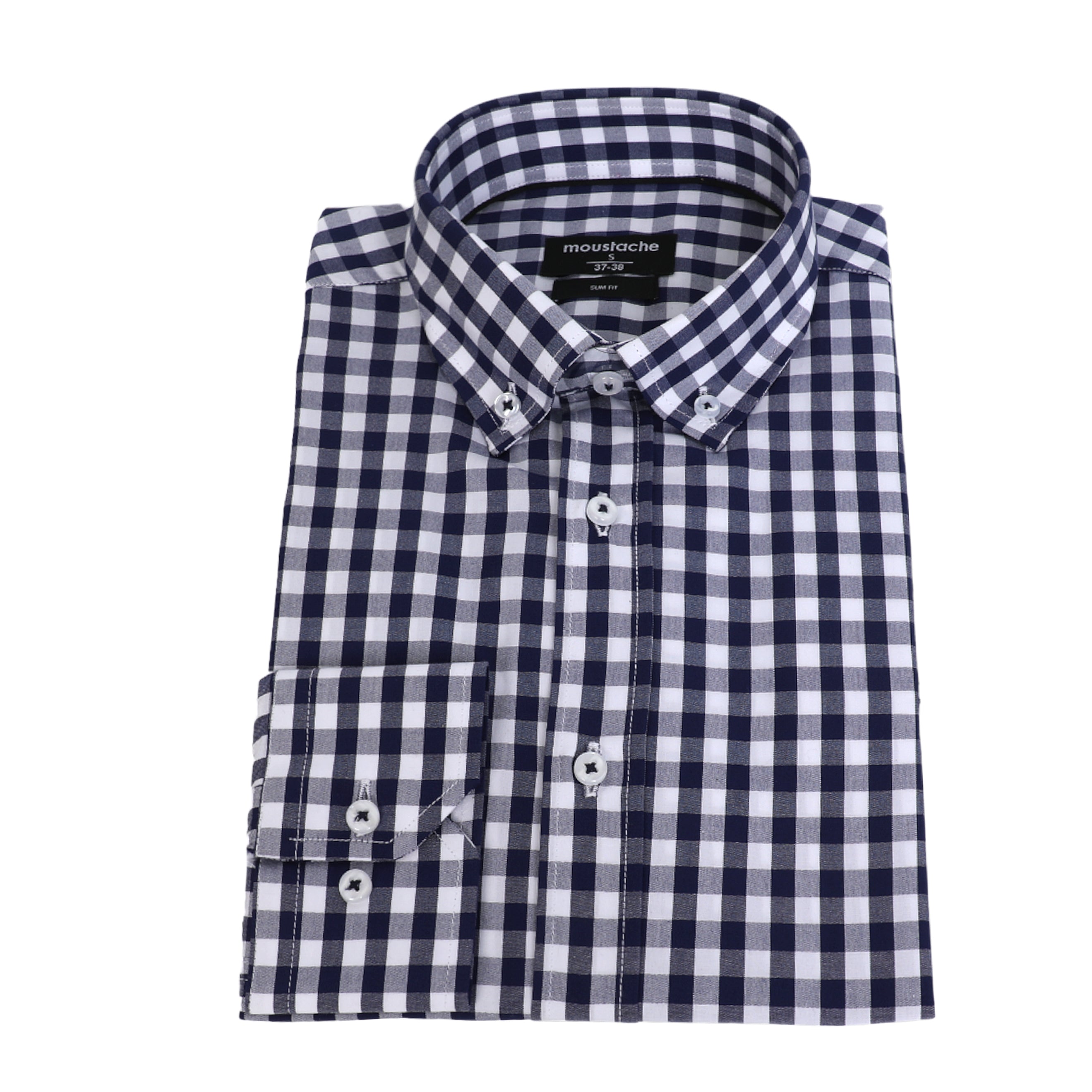 Moustache's Slim Fit Navy Patterned Casual Shirt