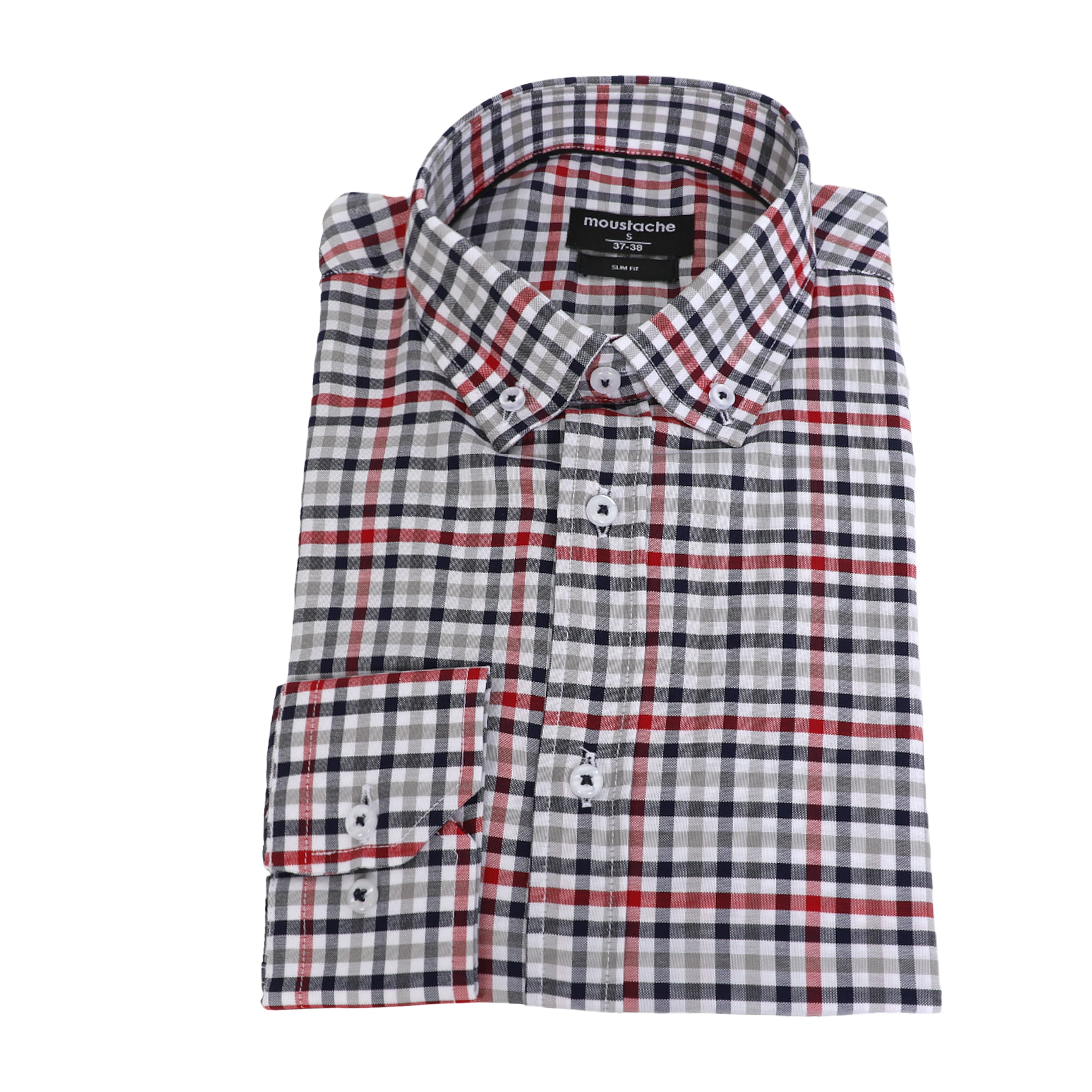 Moustache's Slim Fit Red Patterned Casual Shirt
