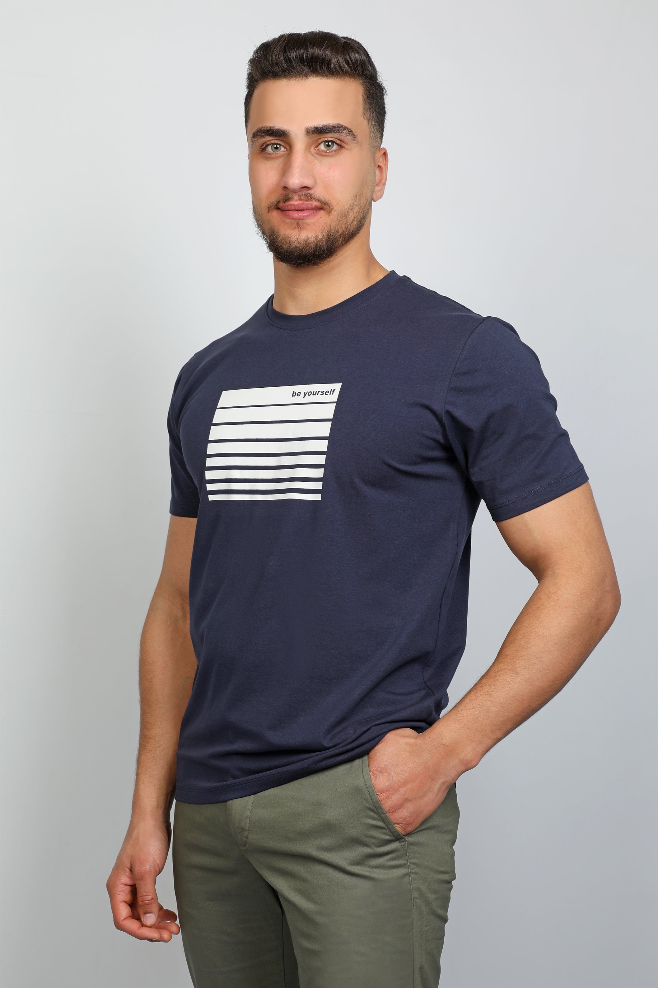 " Be Yourself" Designed T-shirt In Dark Navy