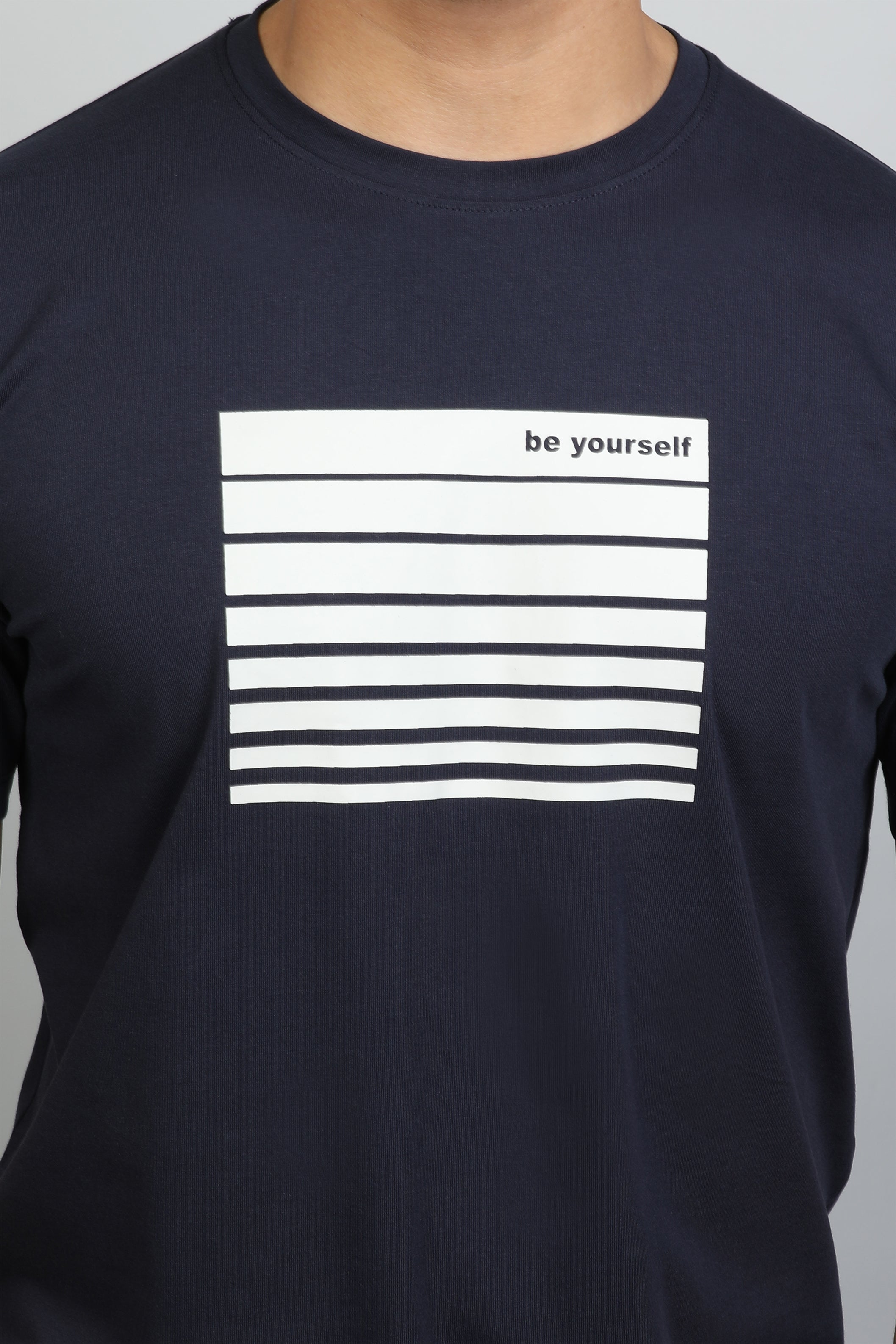 " Be Yourself" Designed T-shirt In Dark Navy