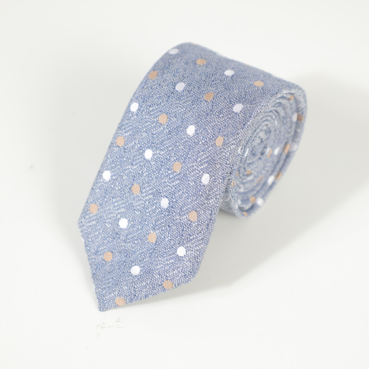 D's Damat Blue Tie With Dots Pattern