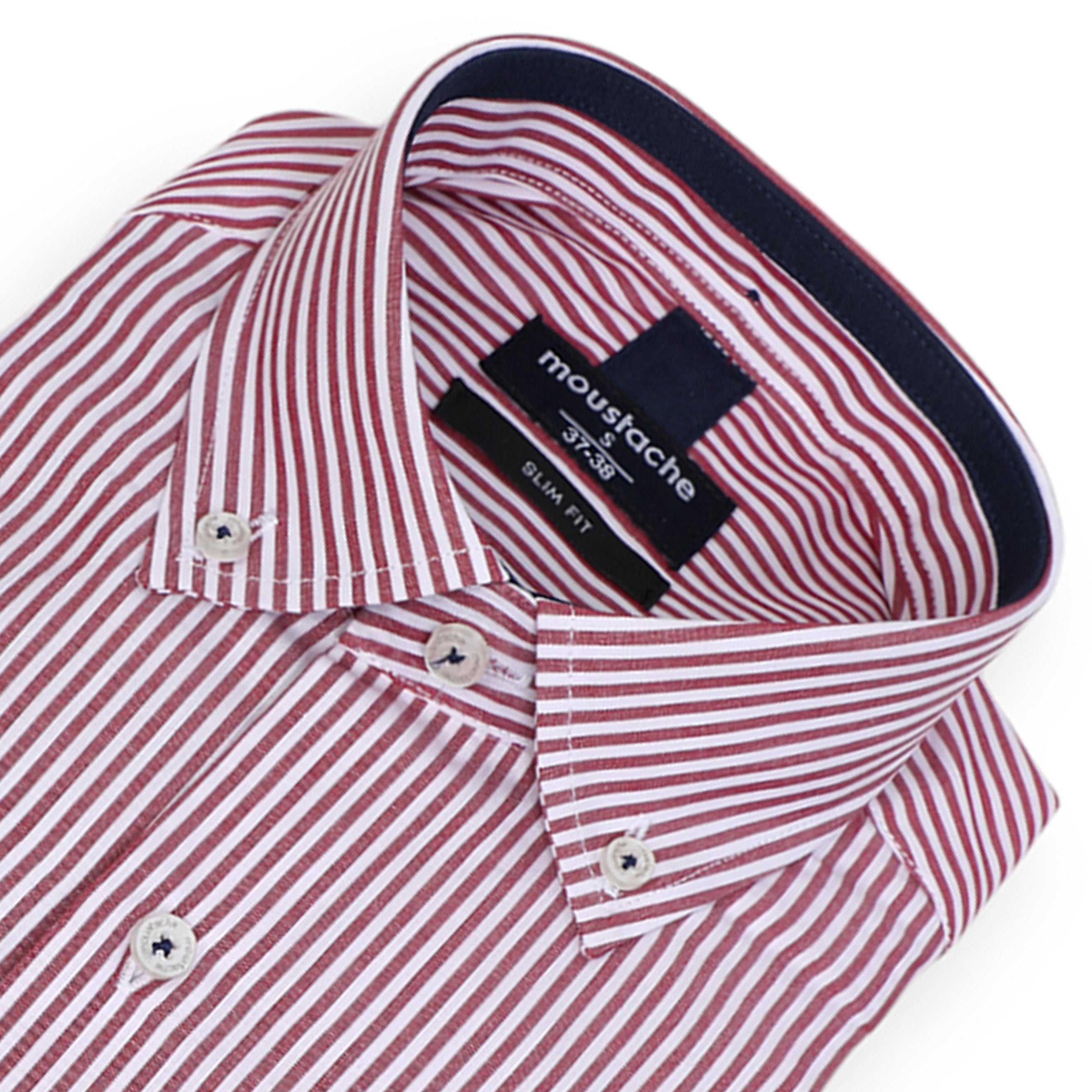 Men Slim Fit Red Patterned Casual Shirt