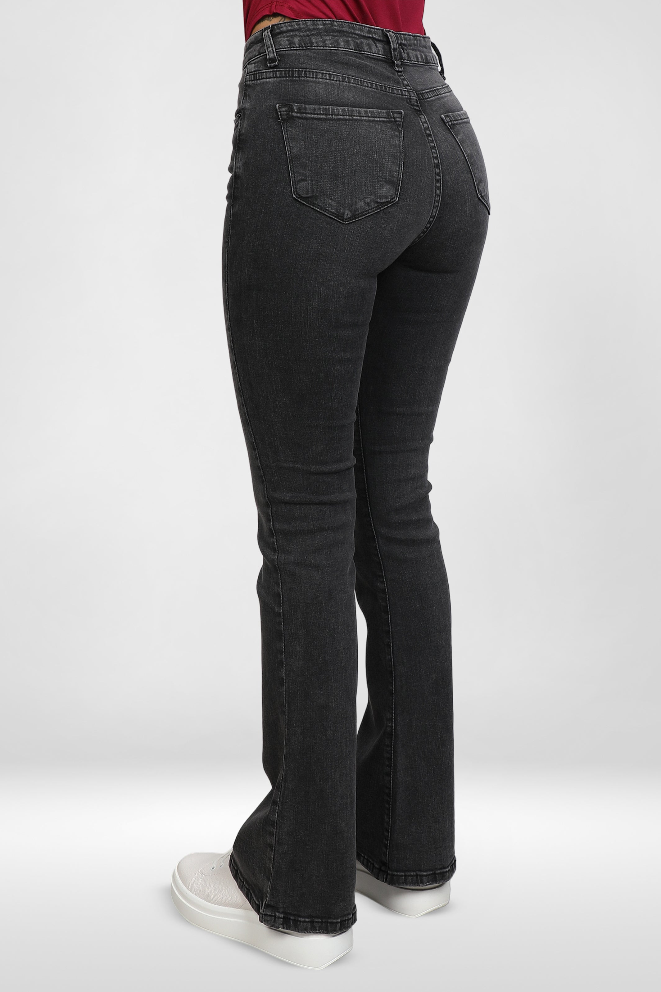 Women Wide Leg Dark Grey Jeans