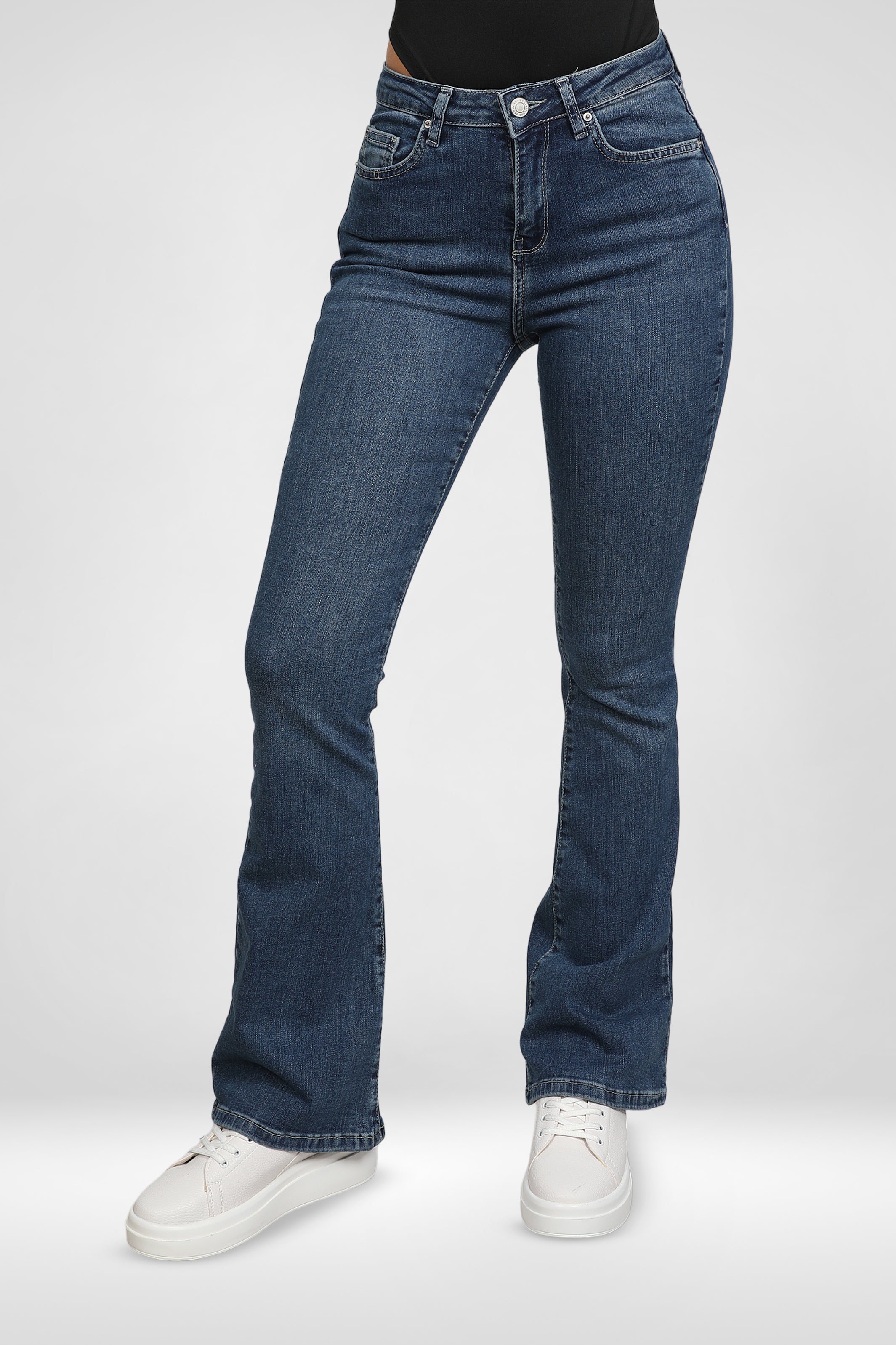 Women Wide Leg Dark Blue Jeans