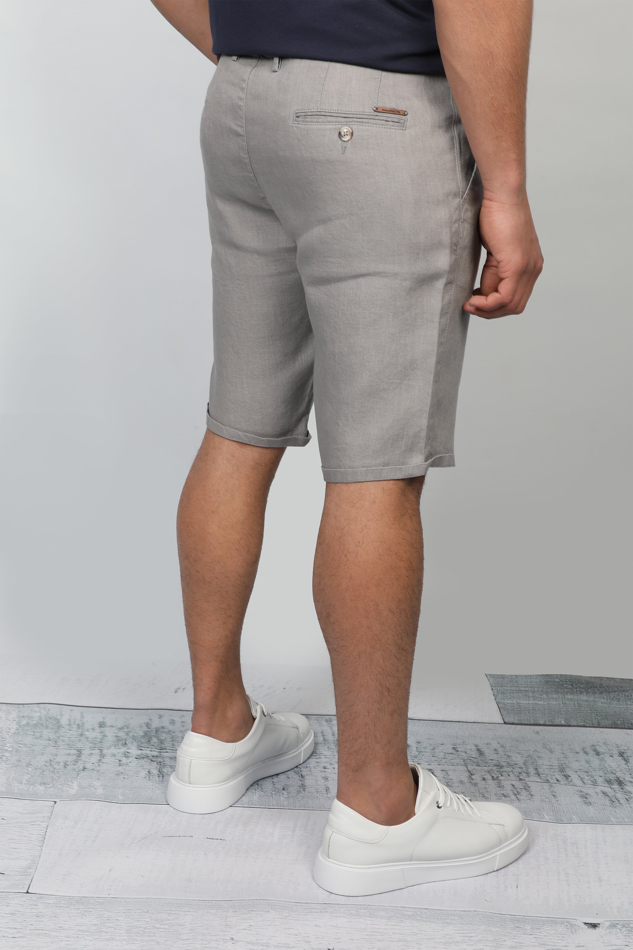 Men Grey Linen Short