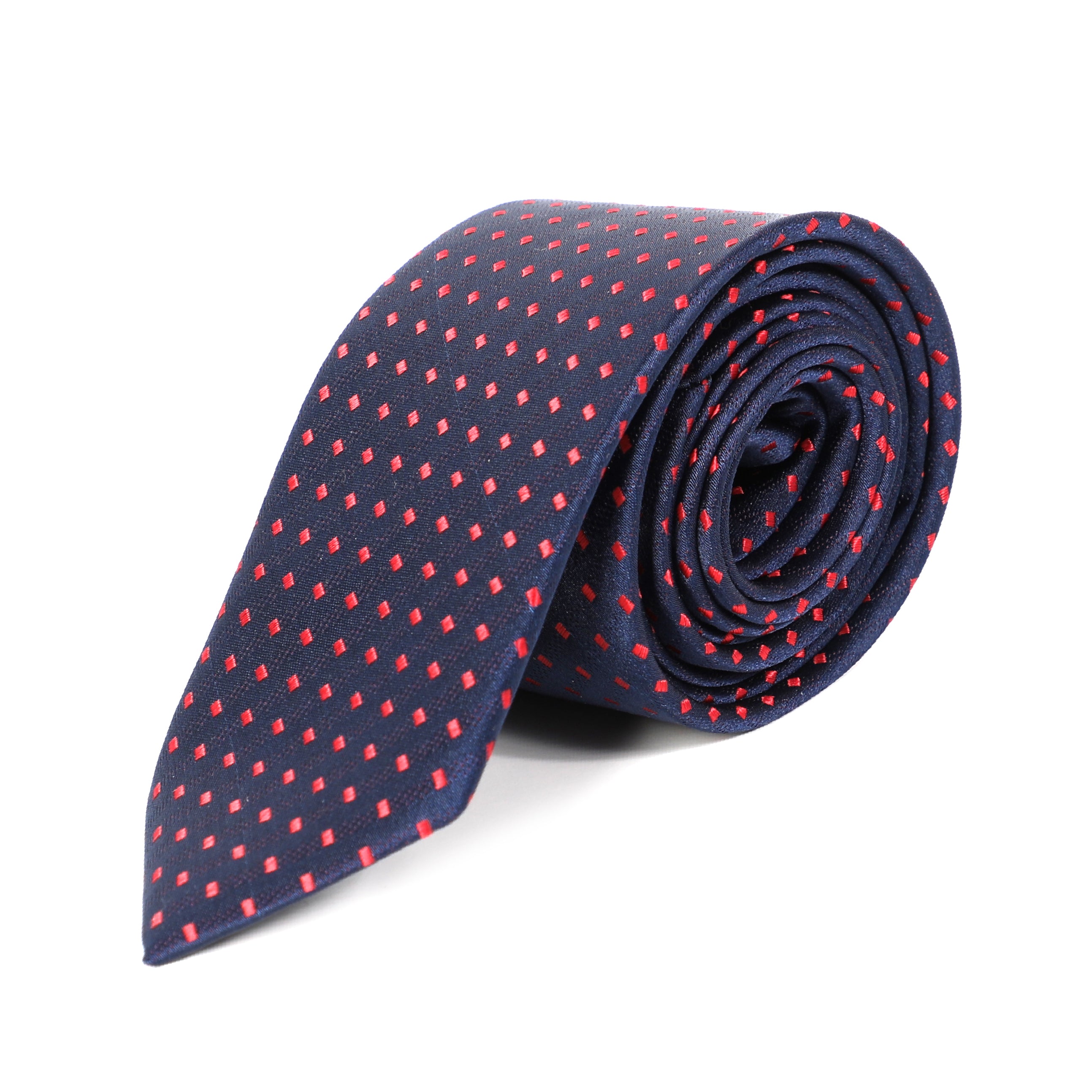 Men Navy Tie With Red Pointed Design