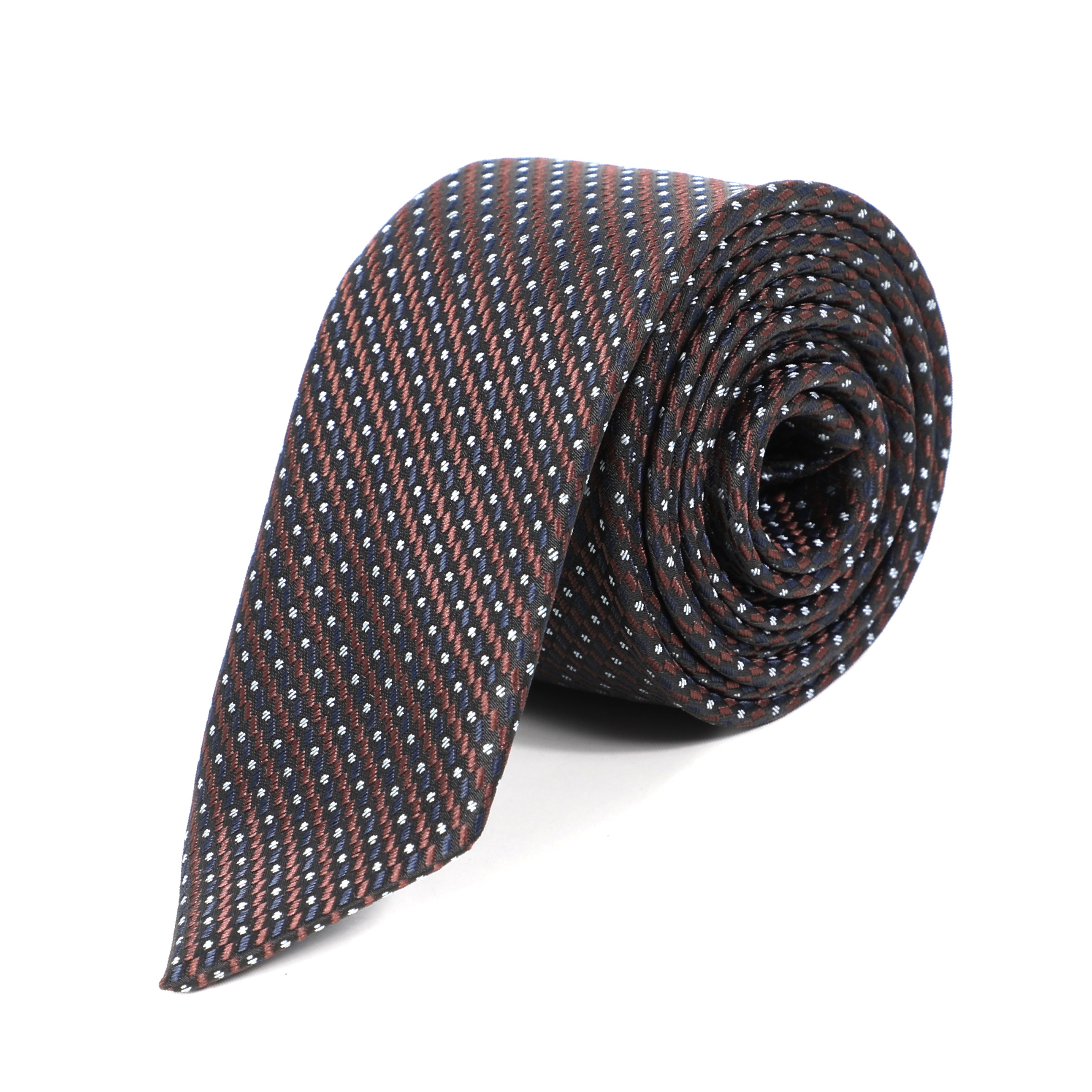 Men Navy Tie With Unique Pointed And Striped Design