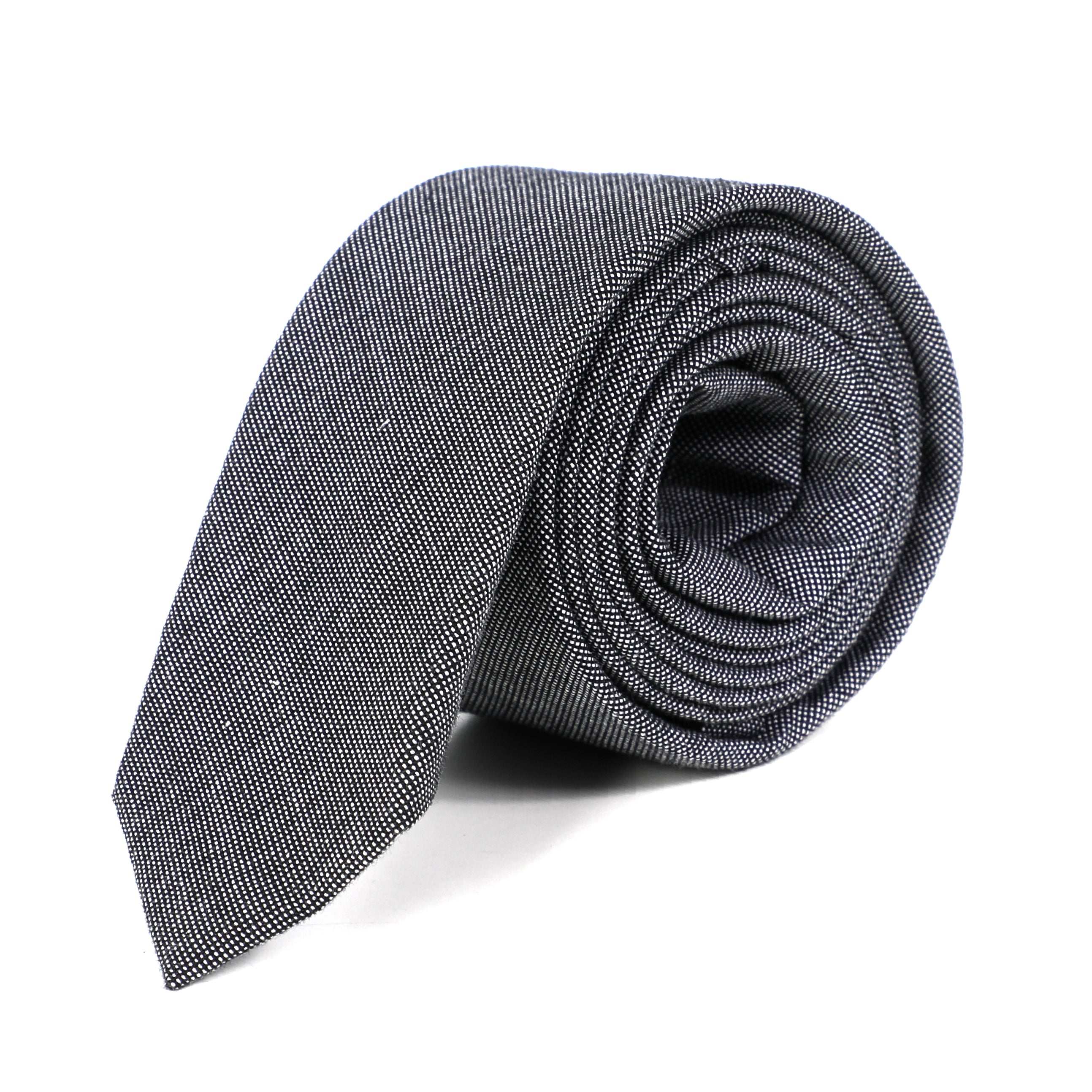 Men Black Tie With White Design 
