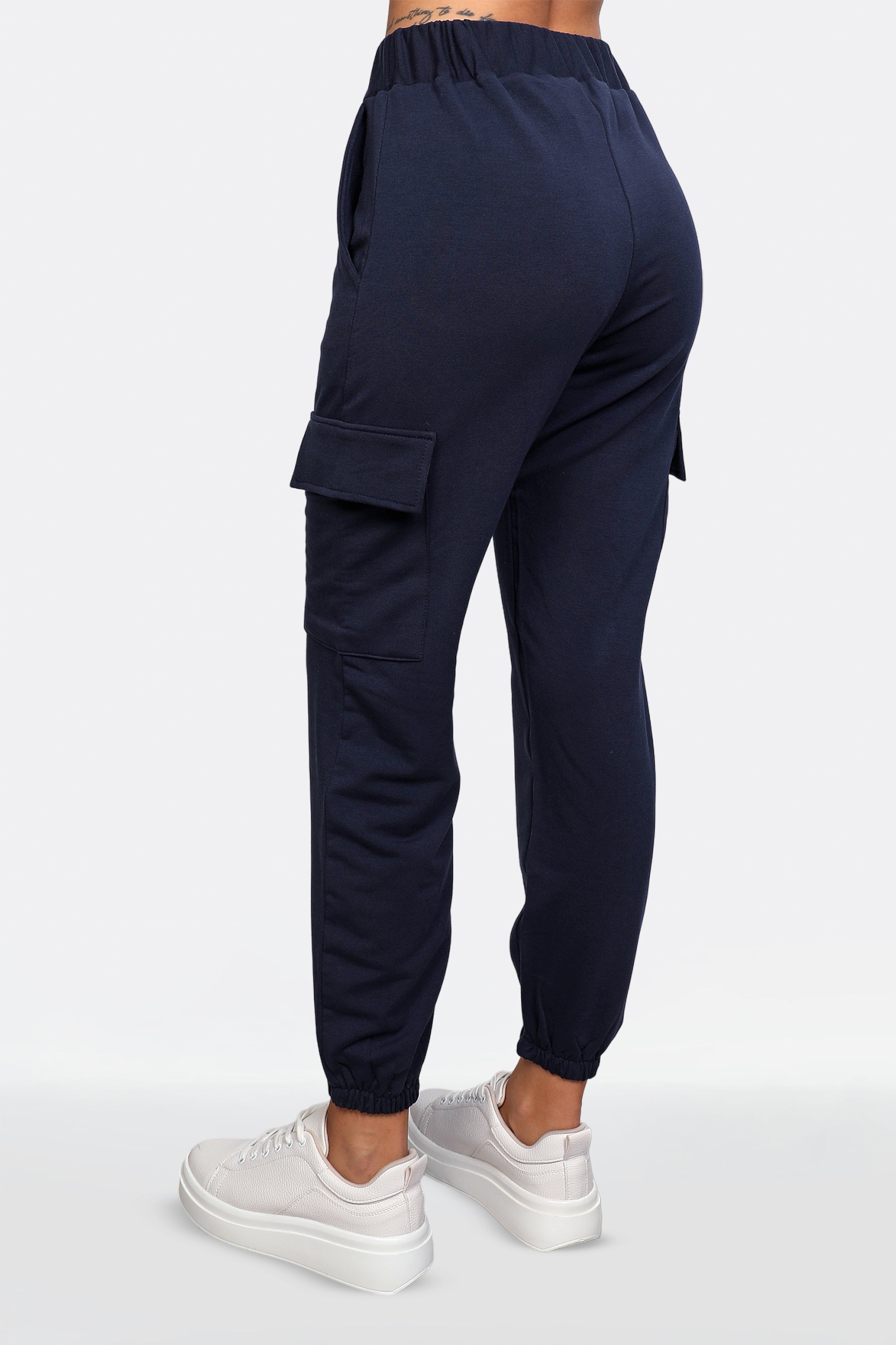 Women Belted Navy Sweatpants