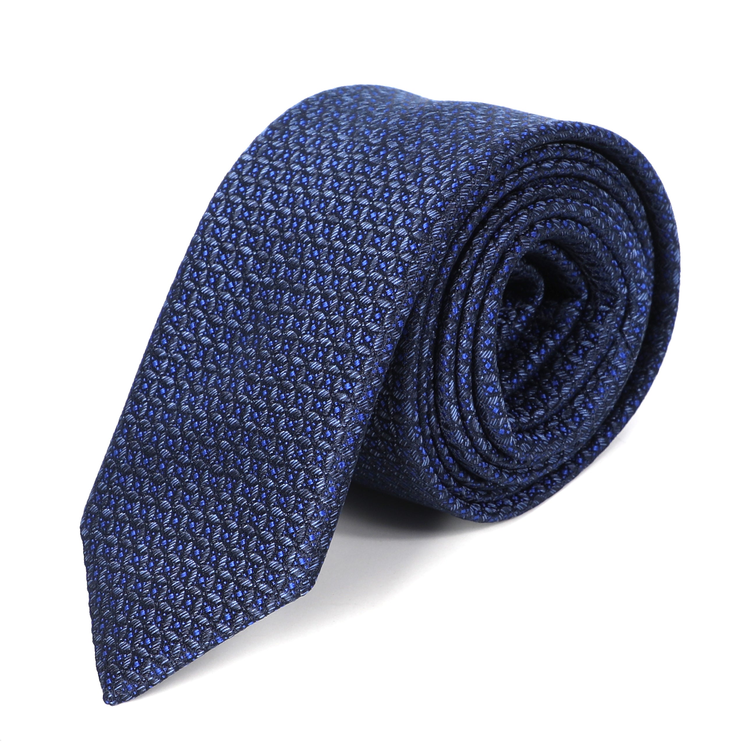 Men Navy Blue Square Designed Tie