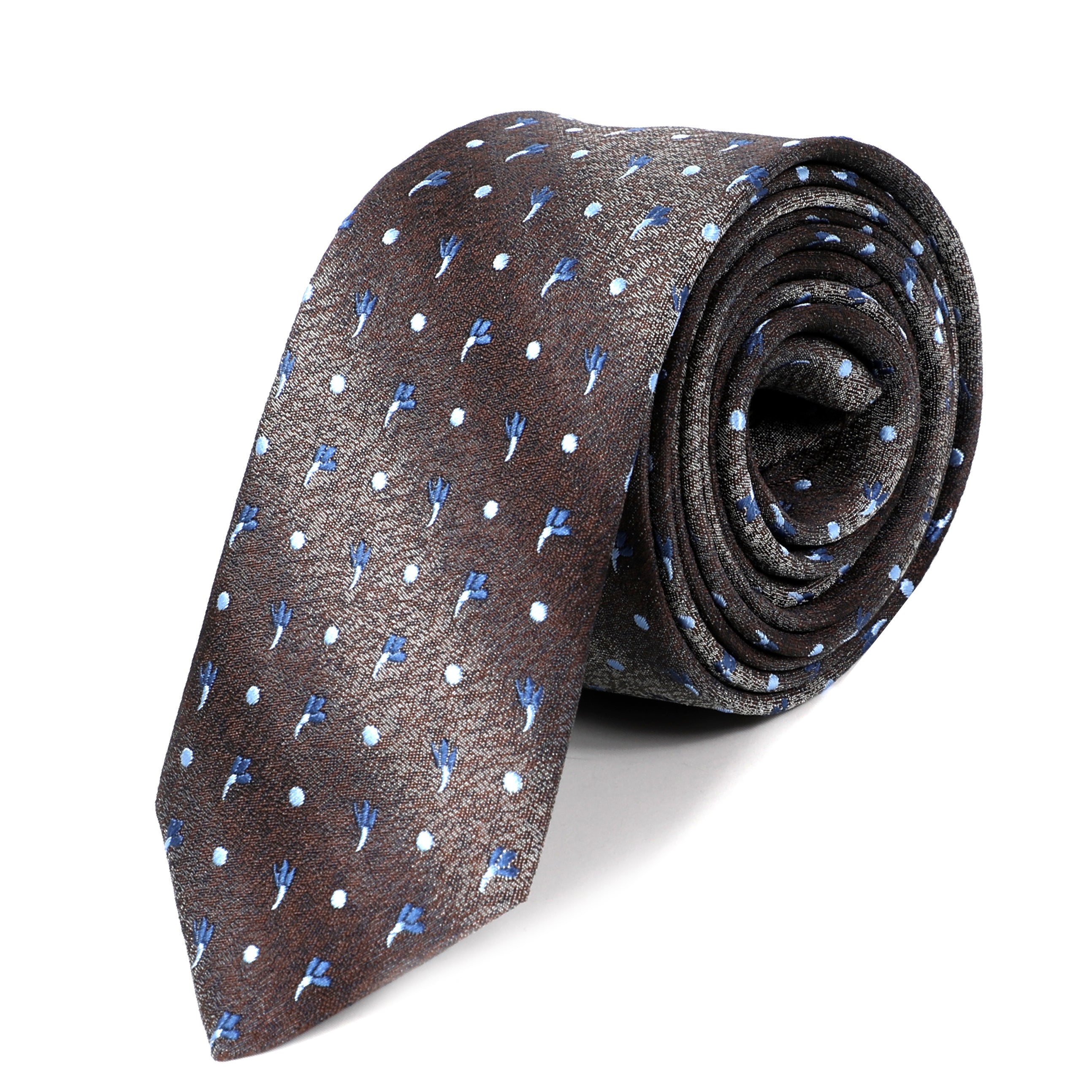 Men Brown Tie With Flowers Design