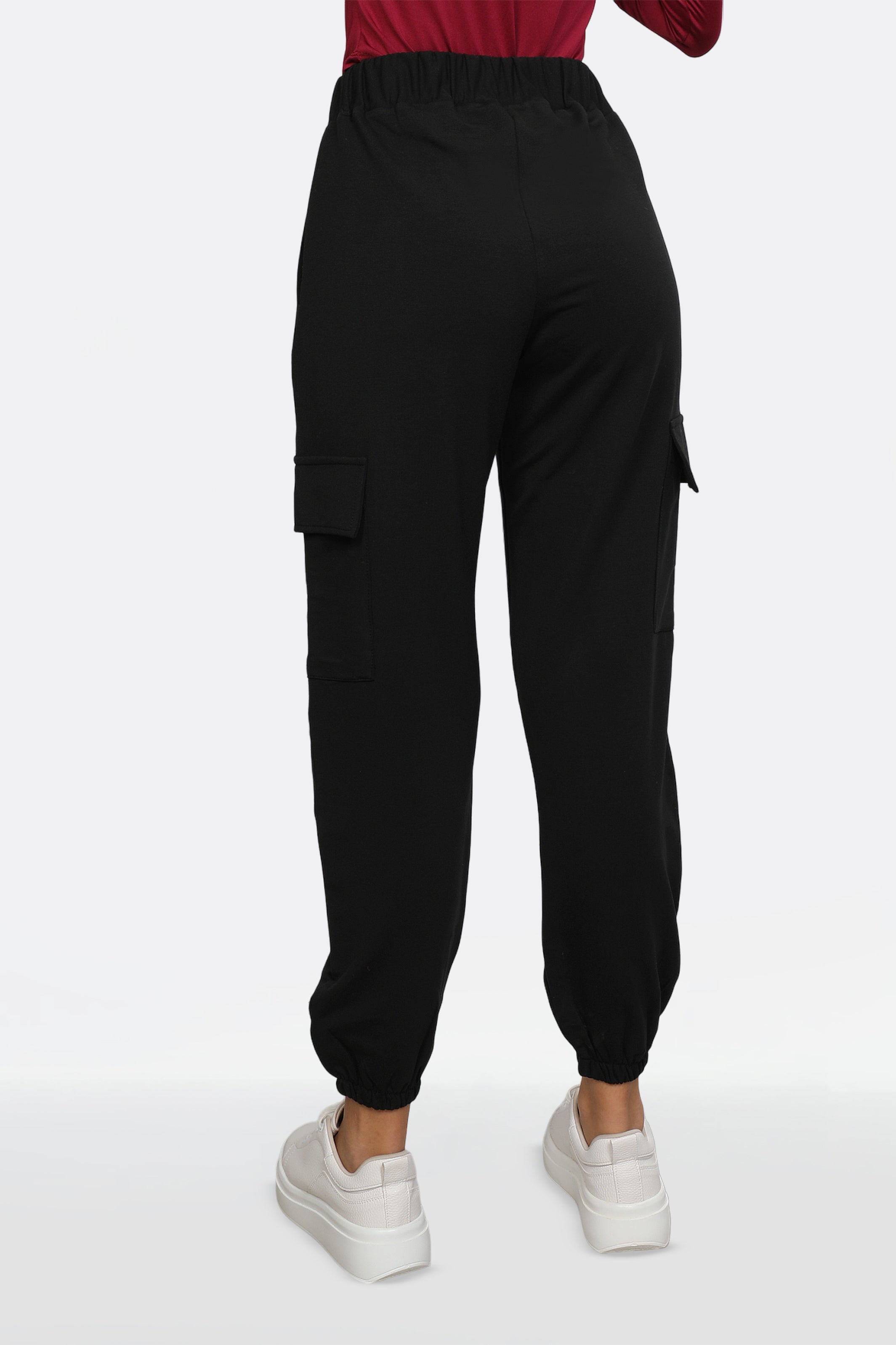 Women Belted Black Sweatpants